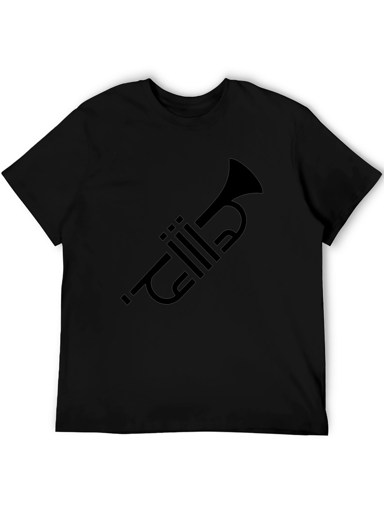Trumpet Graphic Tee - Black Cotton Musician T-Shirt