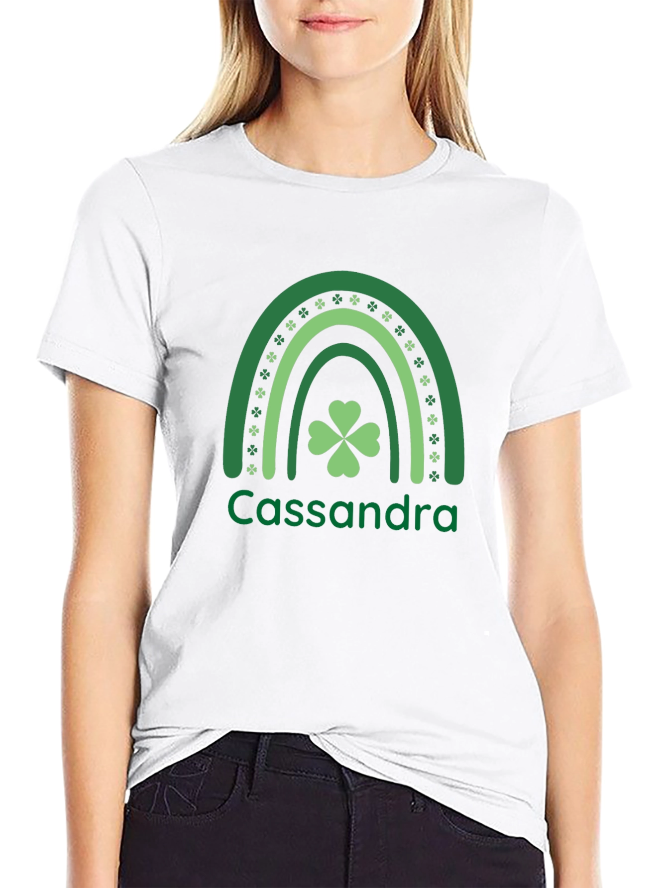 St. Patricks Day Cassandra Rainbow Clover T-Shirt