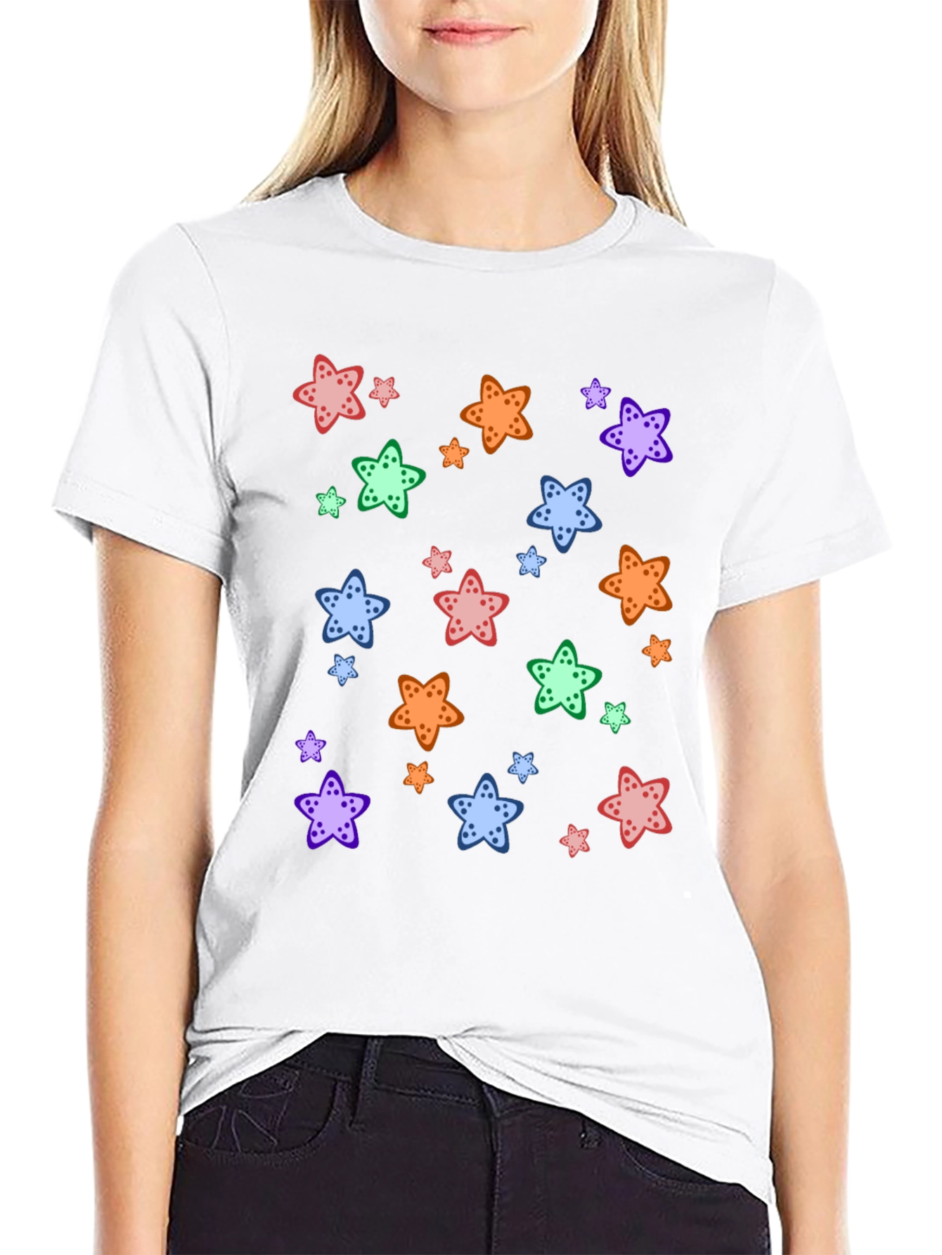 Starfish Pattern Black T-Shirt