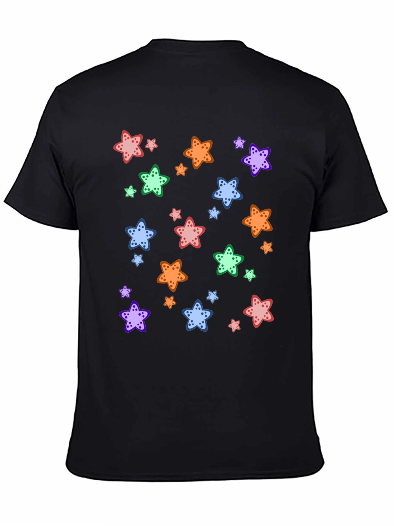 Starfish Pattern Black T-Shirt