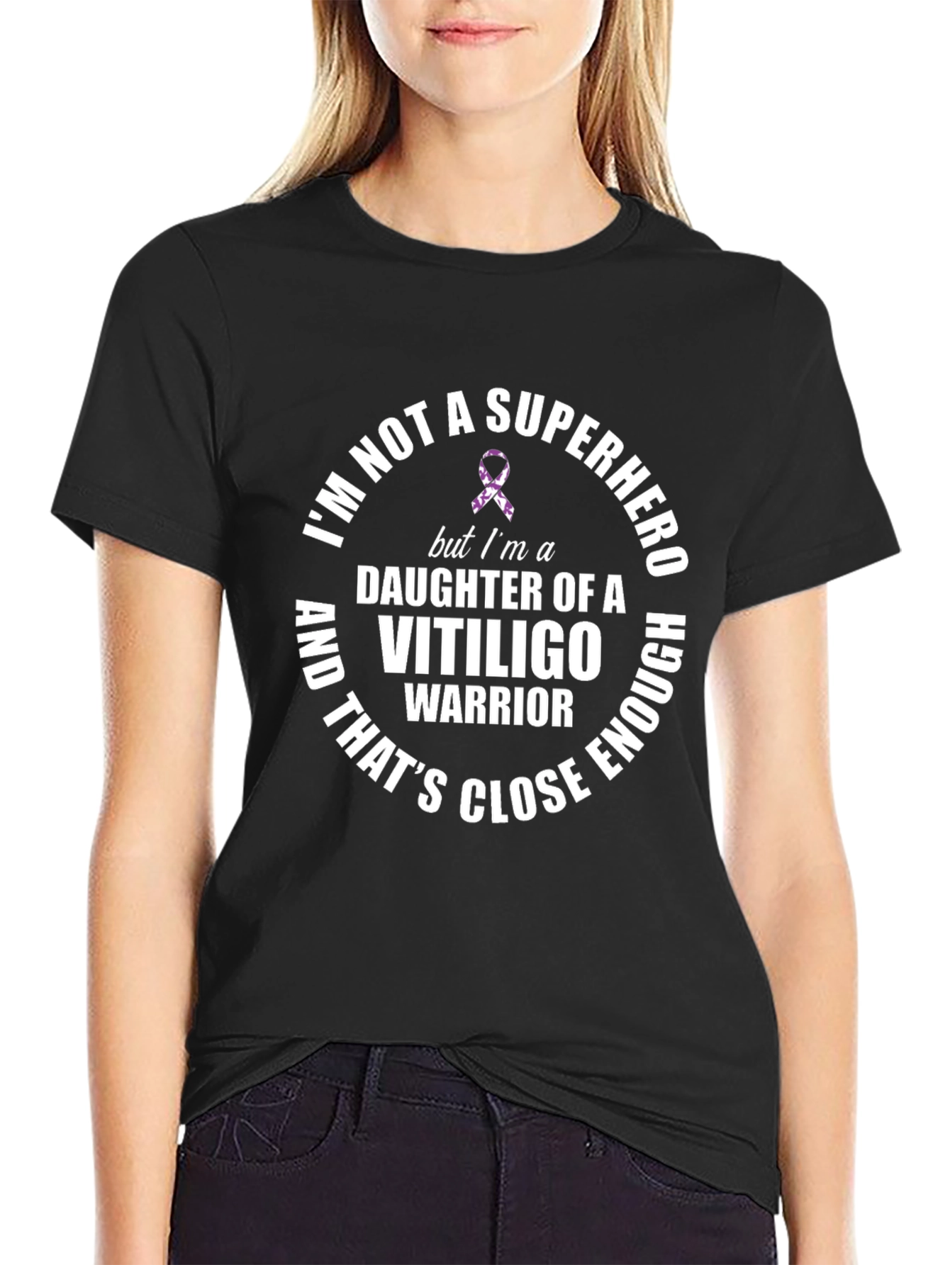 Vitiligo Warrior Daughter T-Shirt - Black Graphic Tee