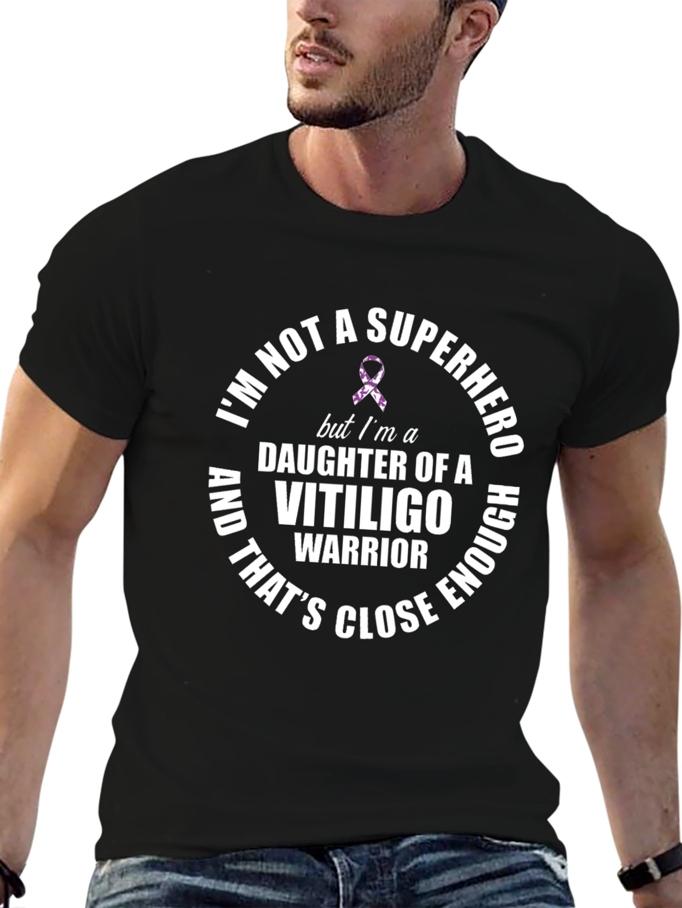 Vitiligo Warrior Daughter T-Shirt - Black Graphic Tee