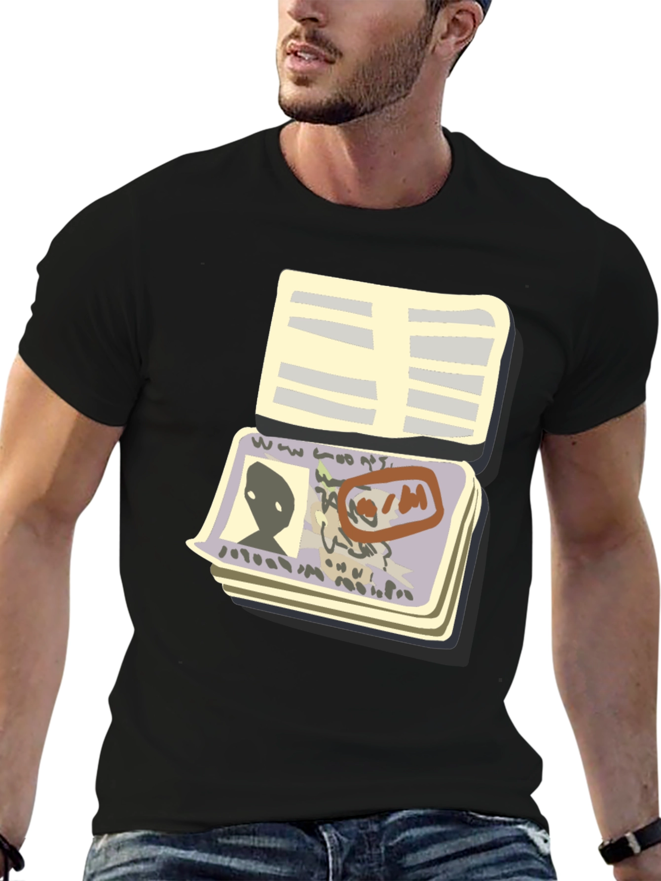 Alien Passport T-Shirt - Black Novelty Tee