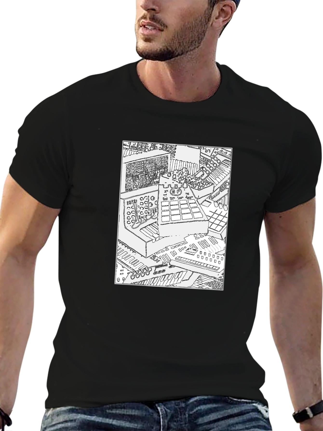 Synth Studio Graphic T-Shirt - Black Cotton Tee