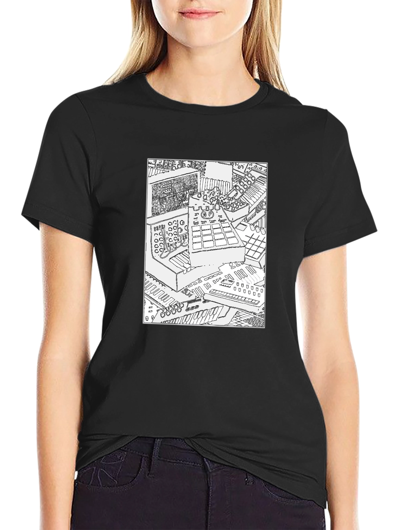Synth Studio Graphic T-Shirt - Black Cotton Tee