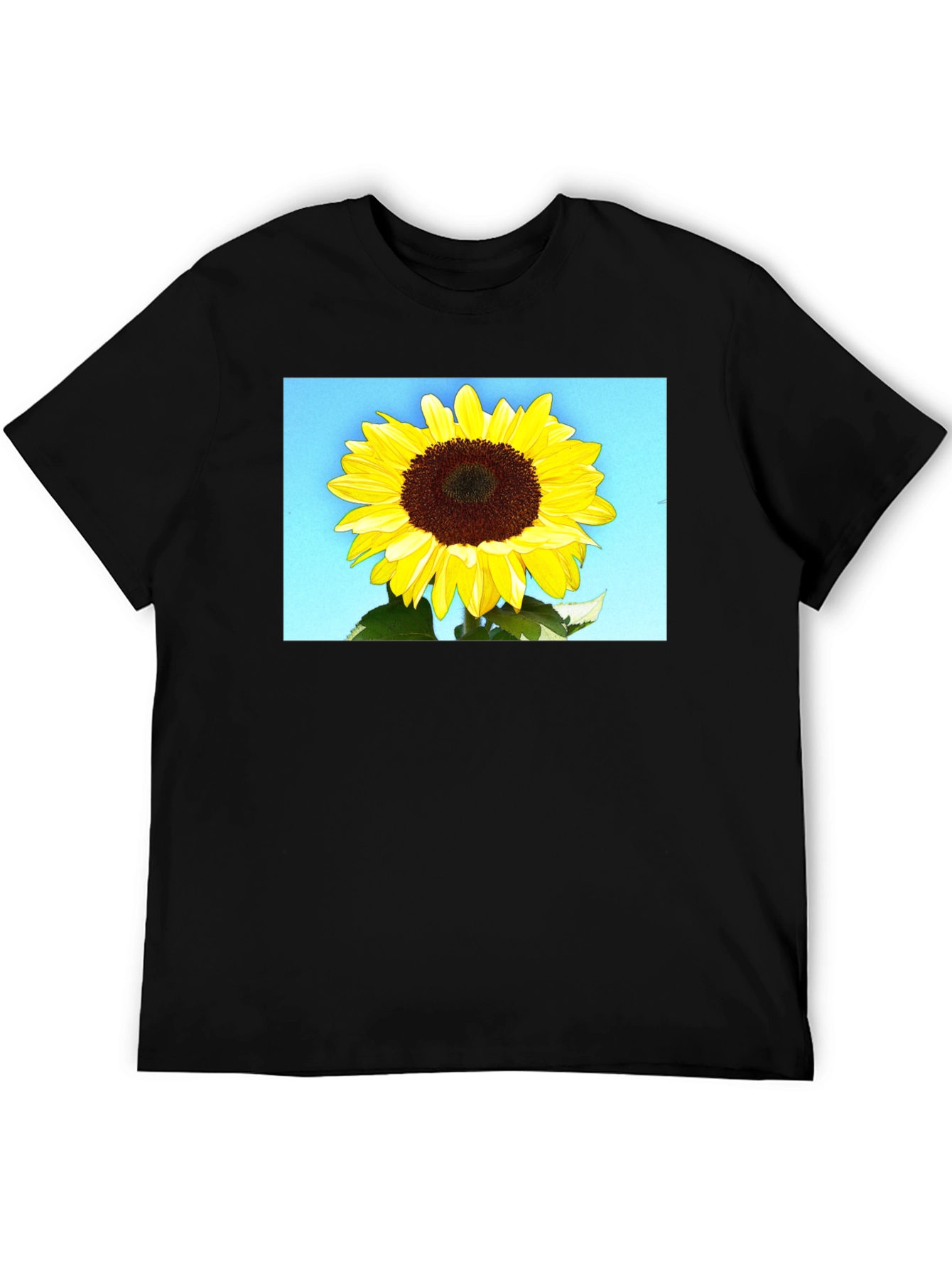 Sunflower Graphic Tee - Black Cotton Casual Wear
