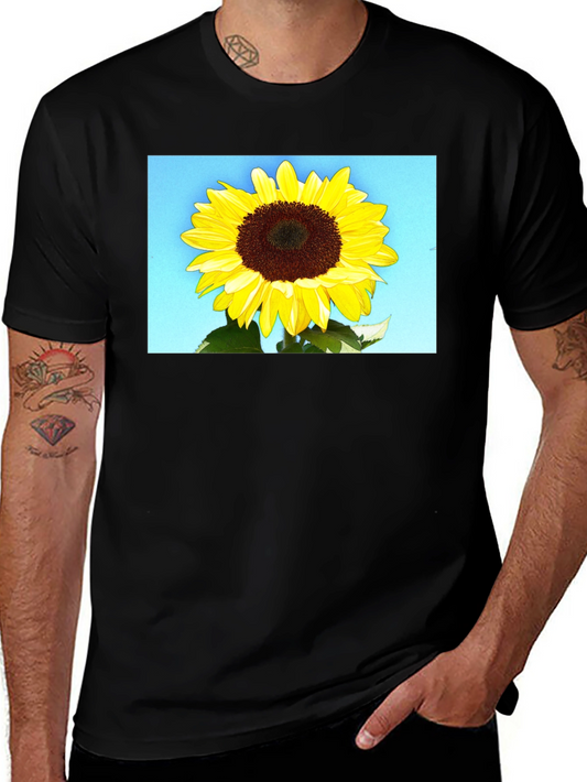 Sunflower Graphic Tee - Black Cotton Casual Wear