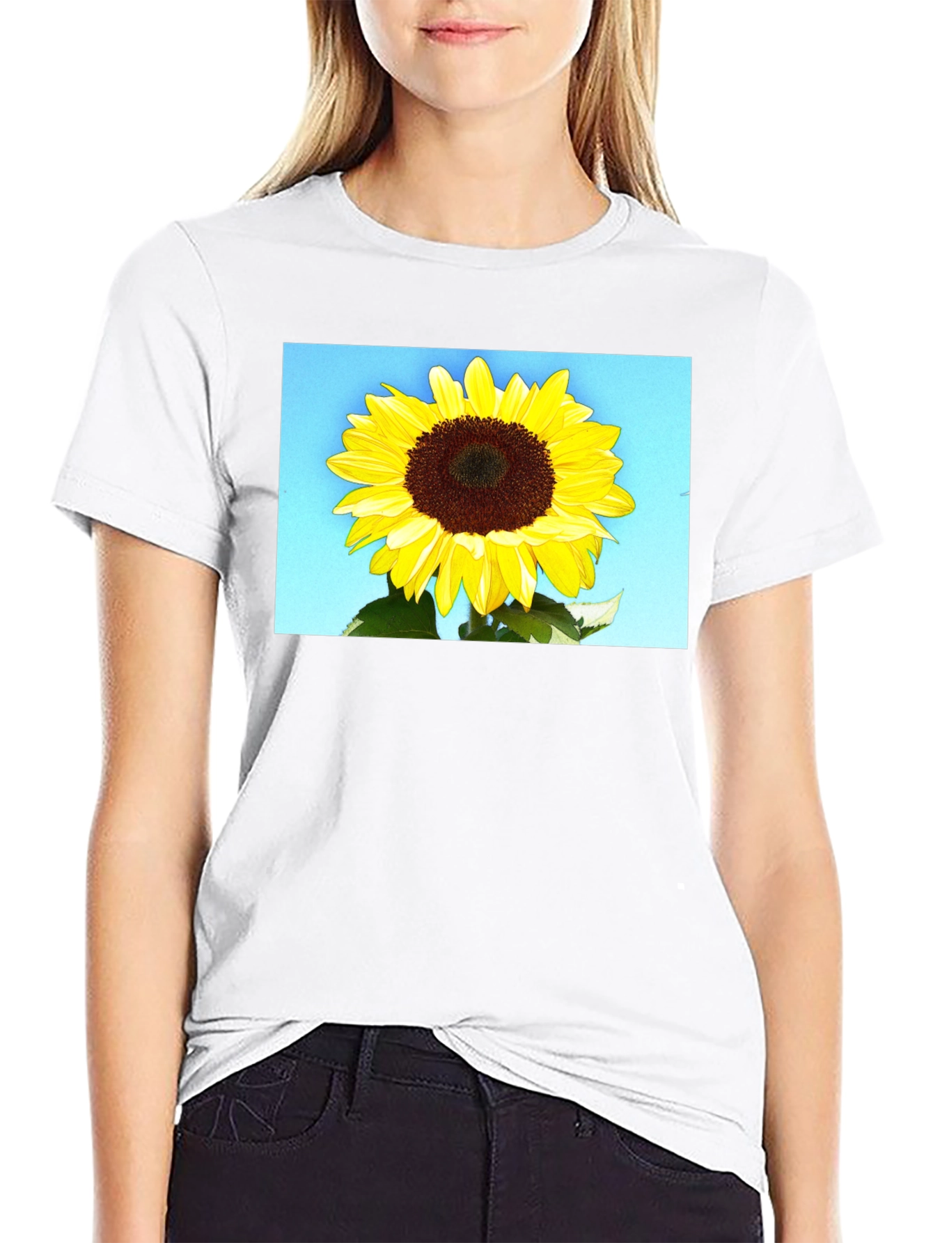 Sunflower Graphic Tee - Black Cotton Casual Wear