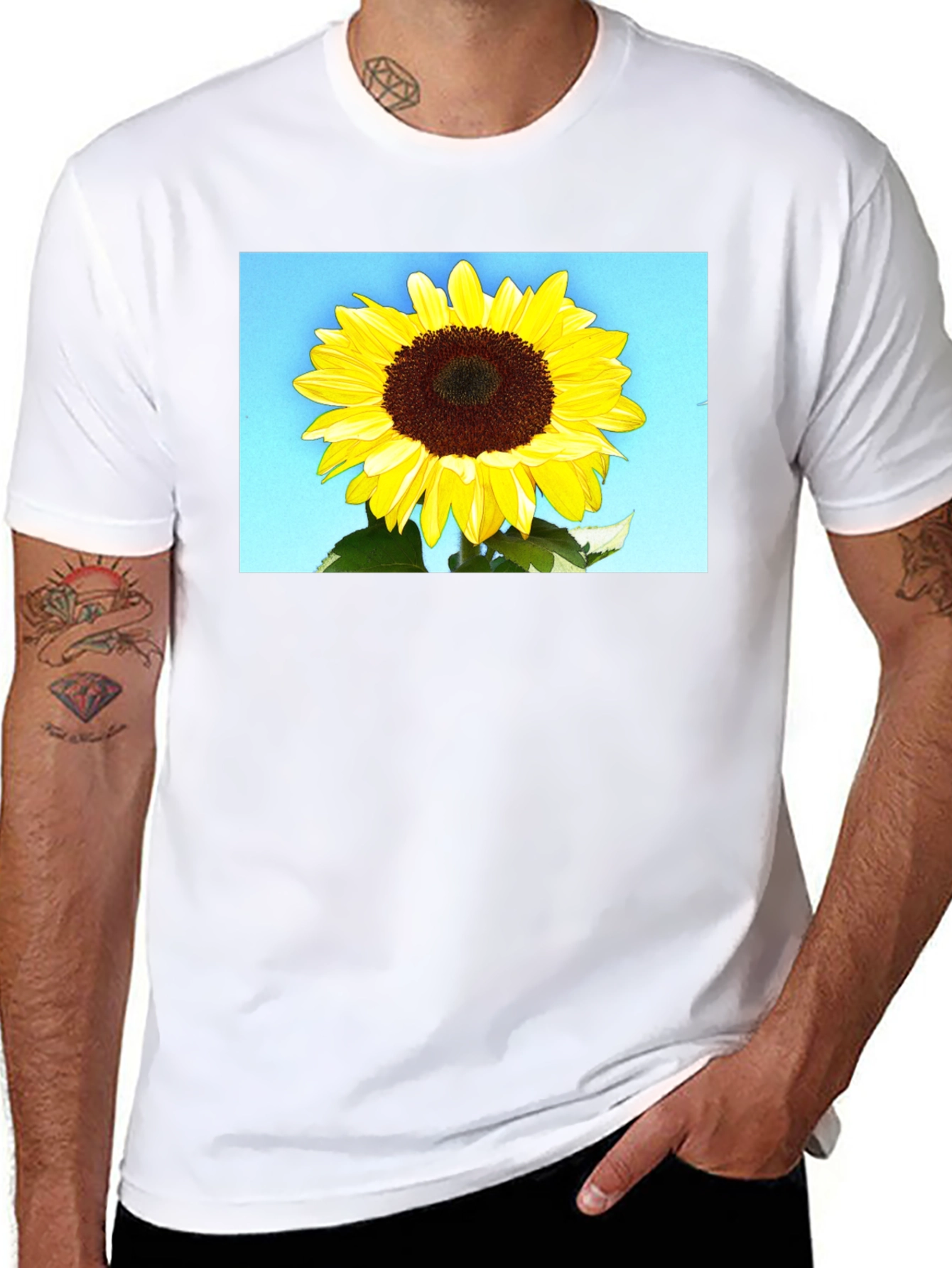 Sunflower Graphic Tee - Black Cotton Casual Wear