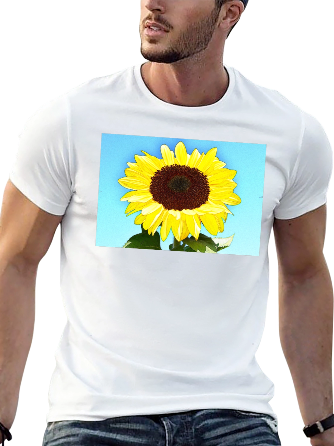 Sunflower Graphic Tee - Black Cotton Casual Wear