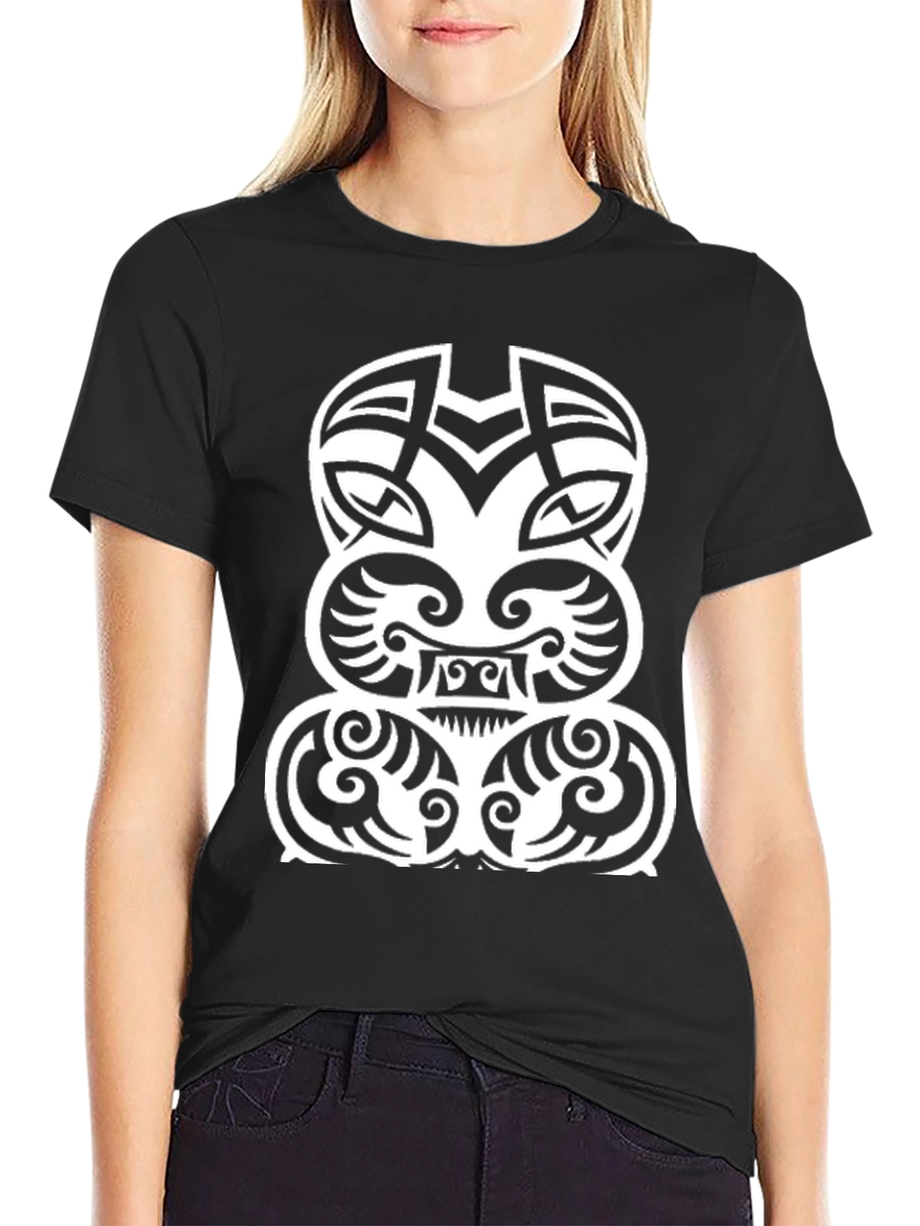 Tribal Tattoo Graphic T-Shirt - Black
