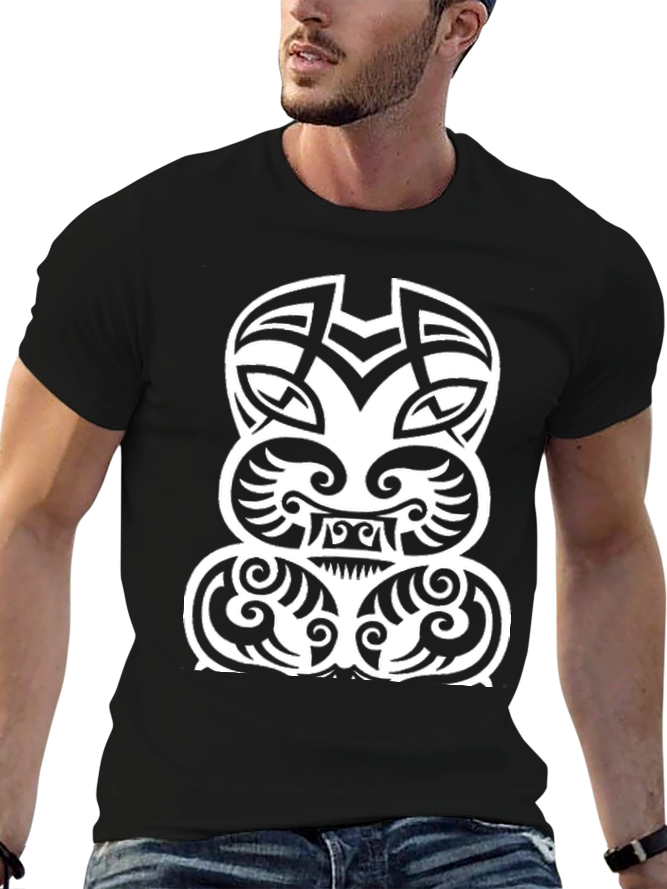 Tribal Tattoo Graphic T-Shirt - Black