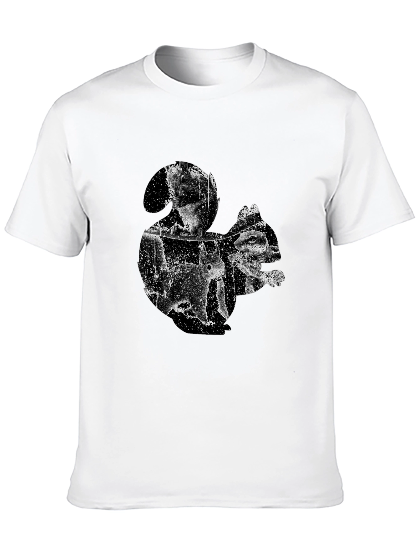 Squirrel Silhouette Mens T-Shirt - Black Cotton