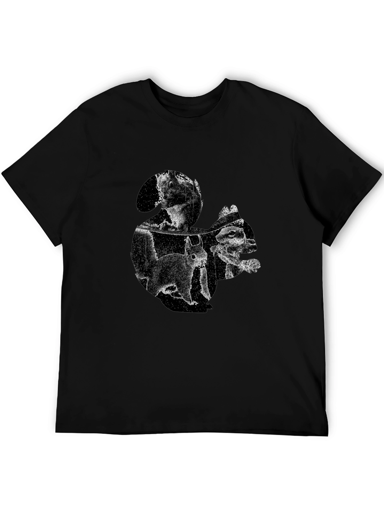 Squirrel Silhouette Mens T-Shirt - Black Cotton