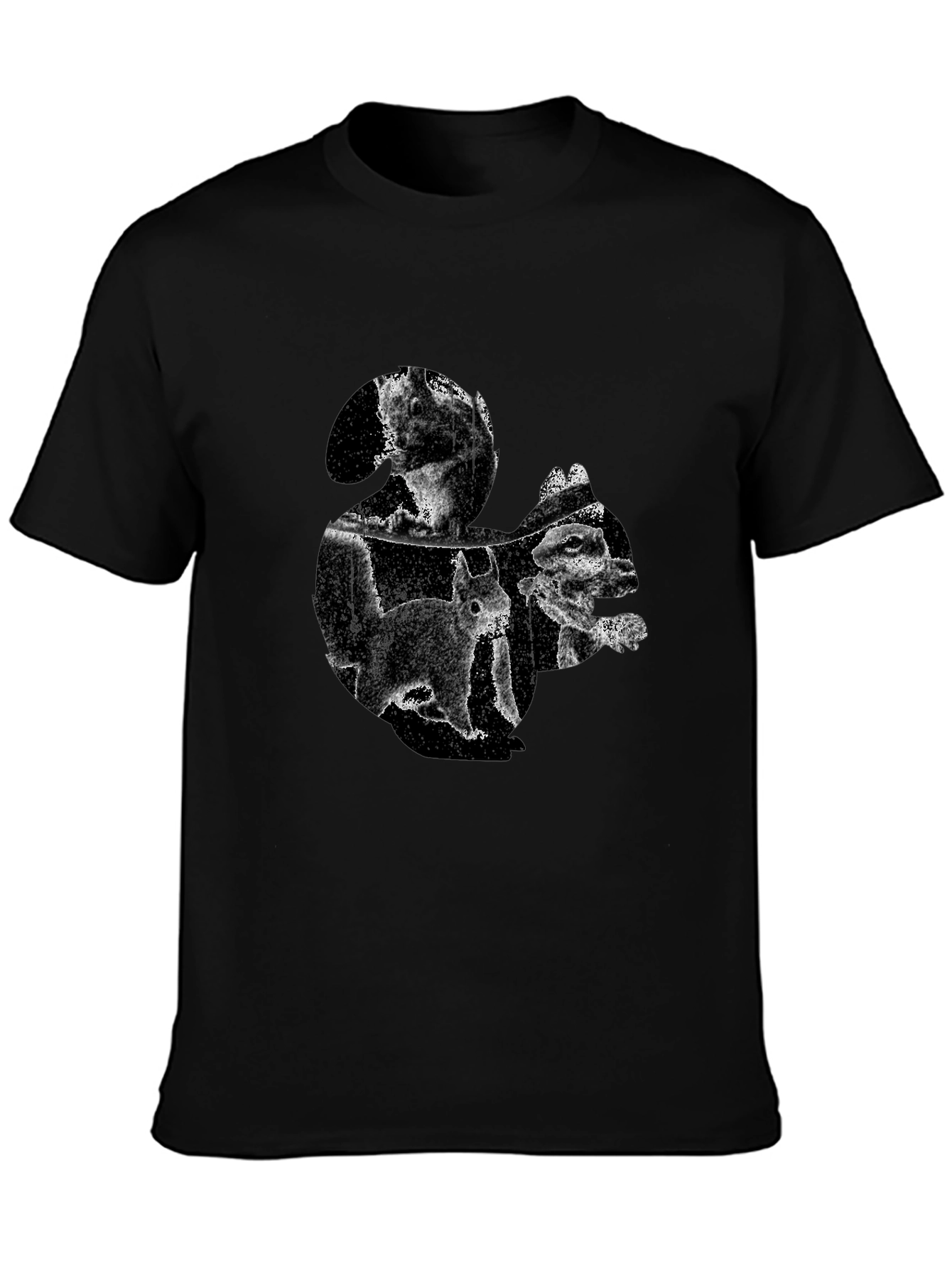 Squirrel Silhouette Mens T-Shirt - Black Cotton