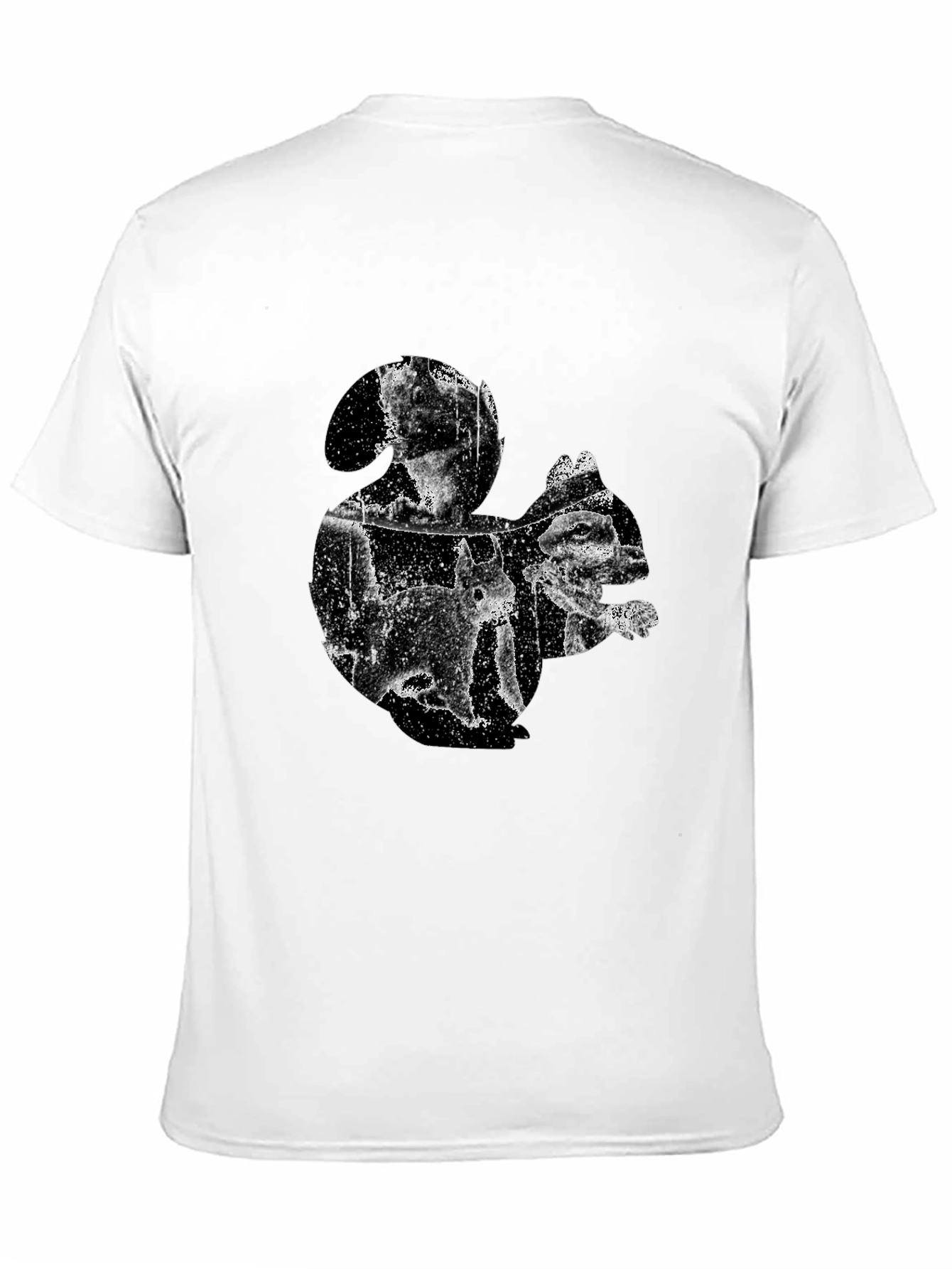 Squirrel Silhouette Mens T-Shirt - Black Cotton