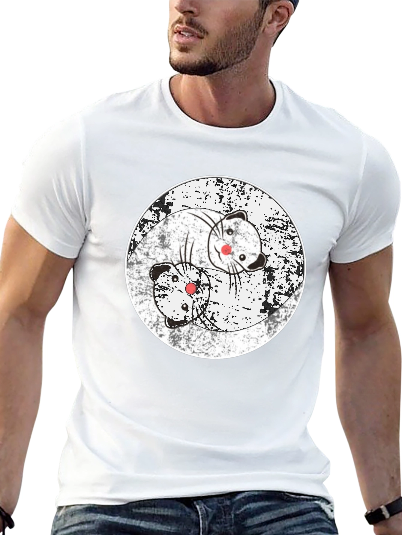 Yin Yang Ferret T-Shirt - Black Cotton Blend
