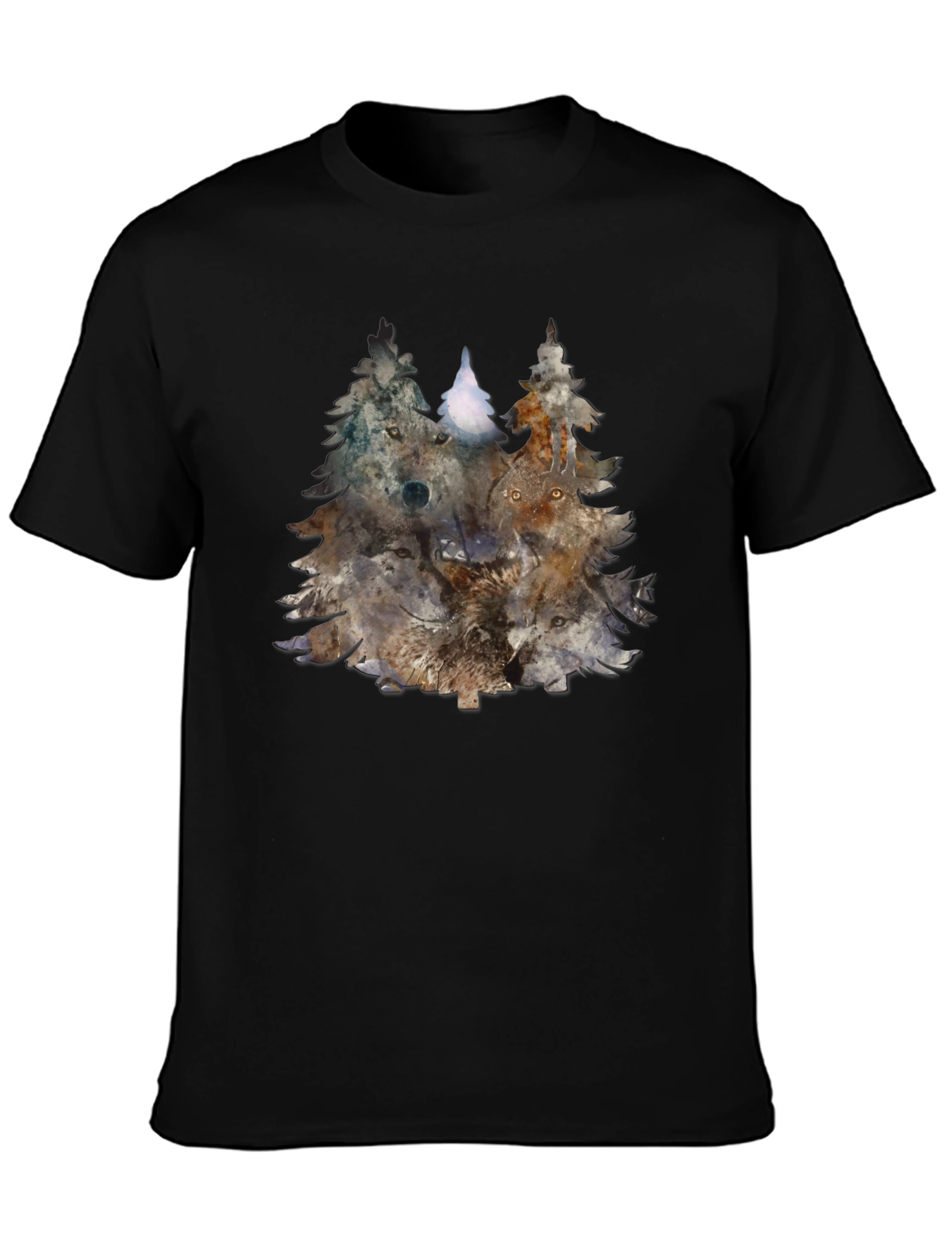 Wolf Pack Trees Graphic Tee - Nature Inspired Design