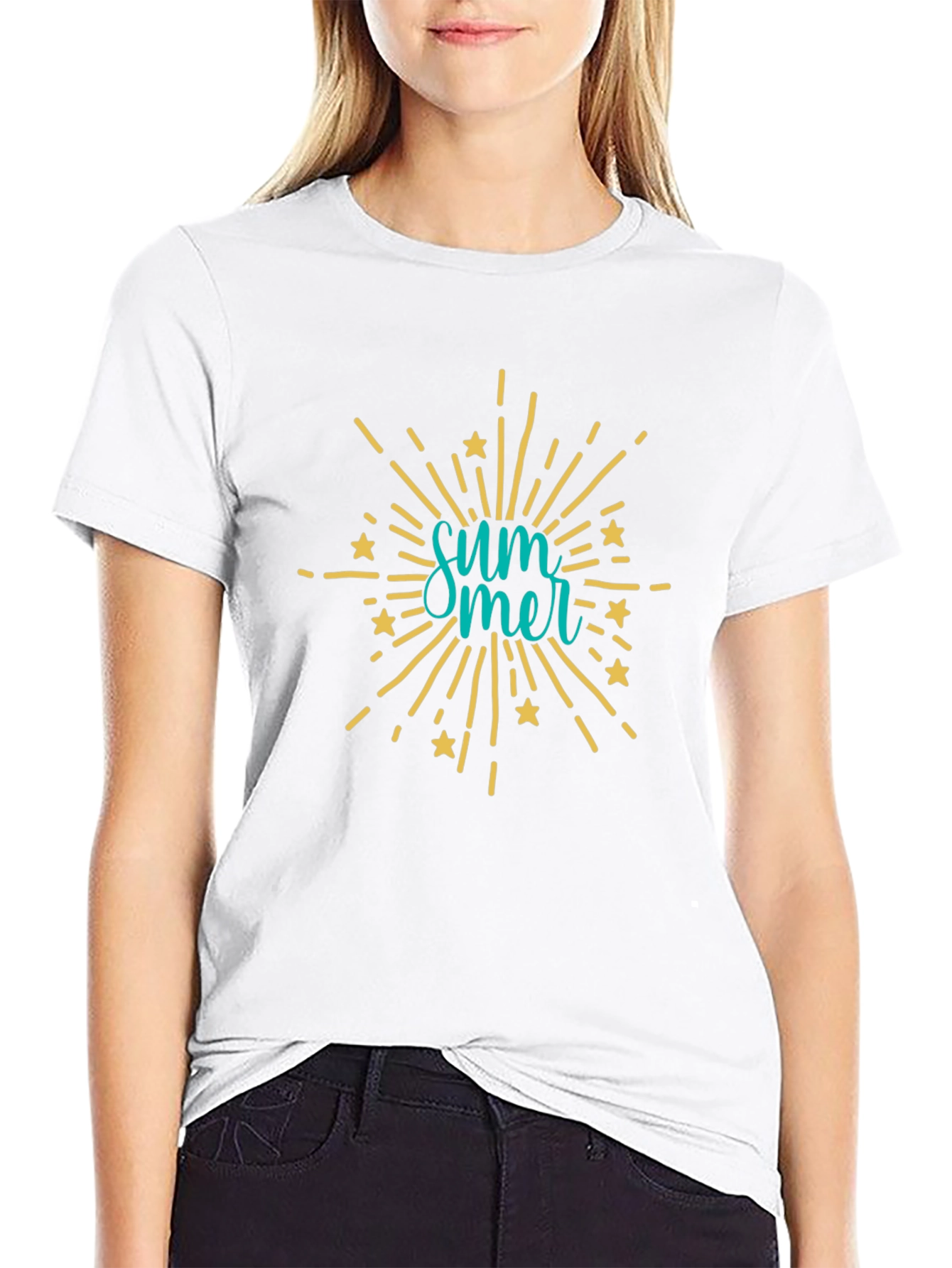 Summer Burst Graphic Tee - Black Cotton Blend