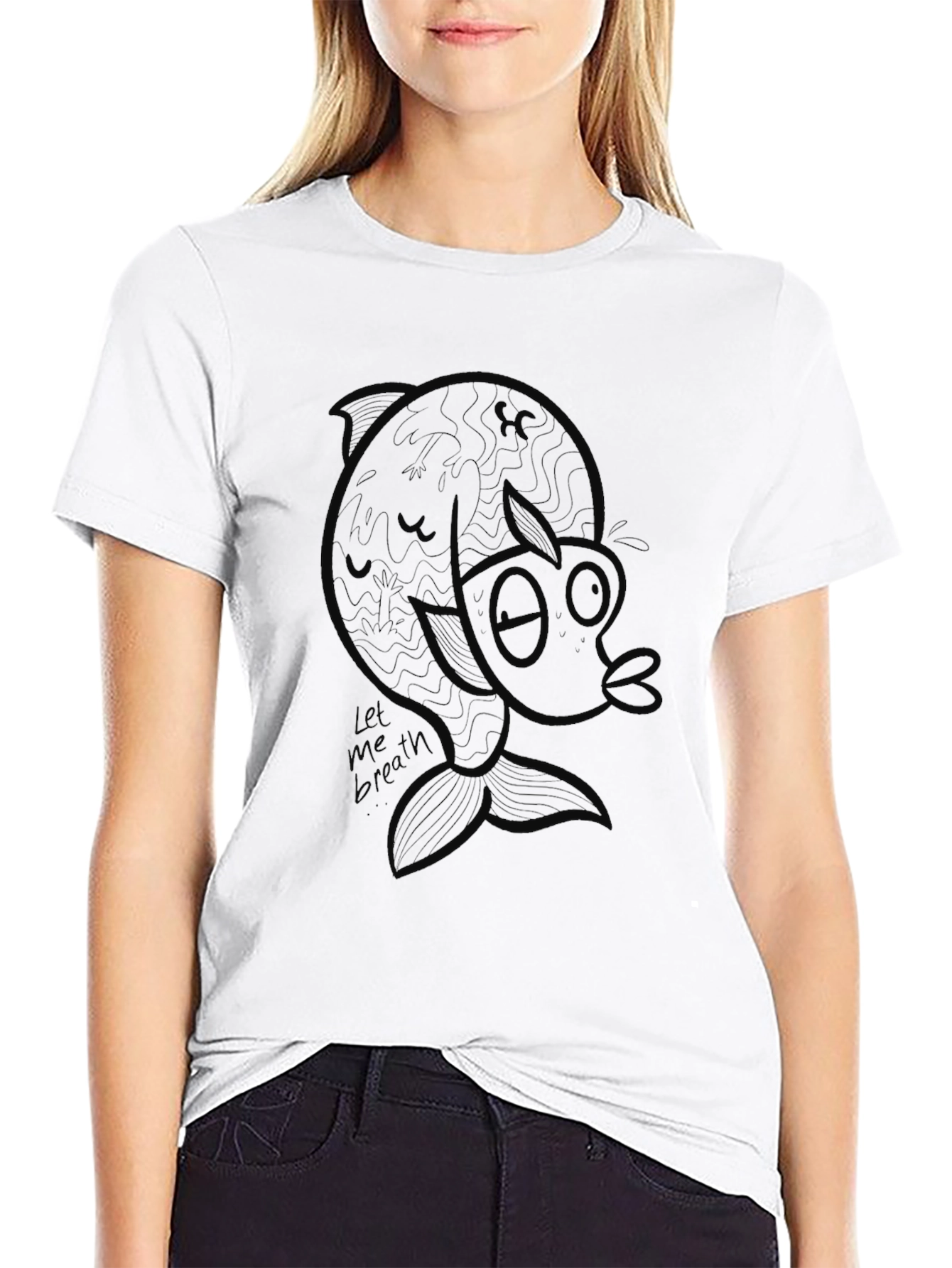 Unique Graphic Tee - Let Me Breath Fish Design