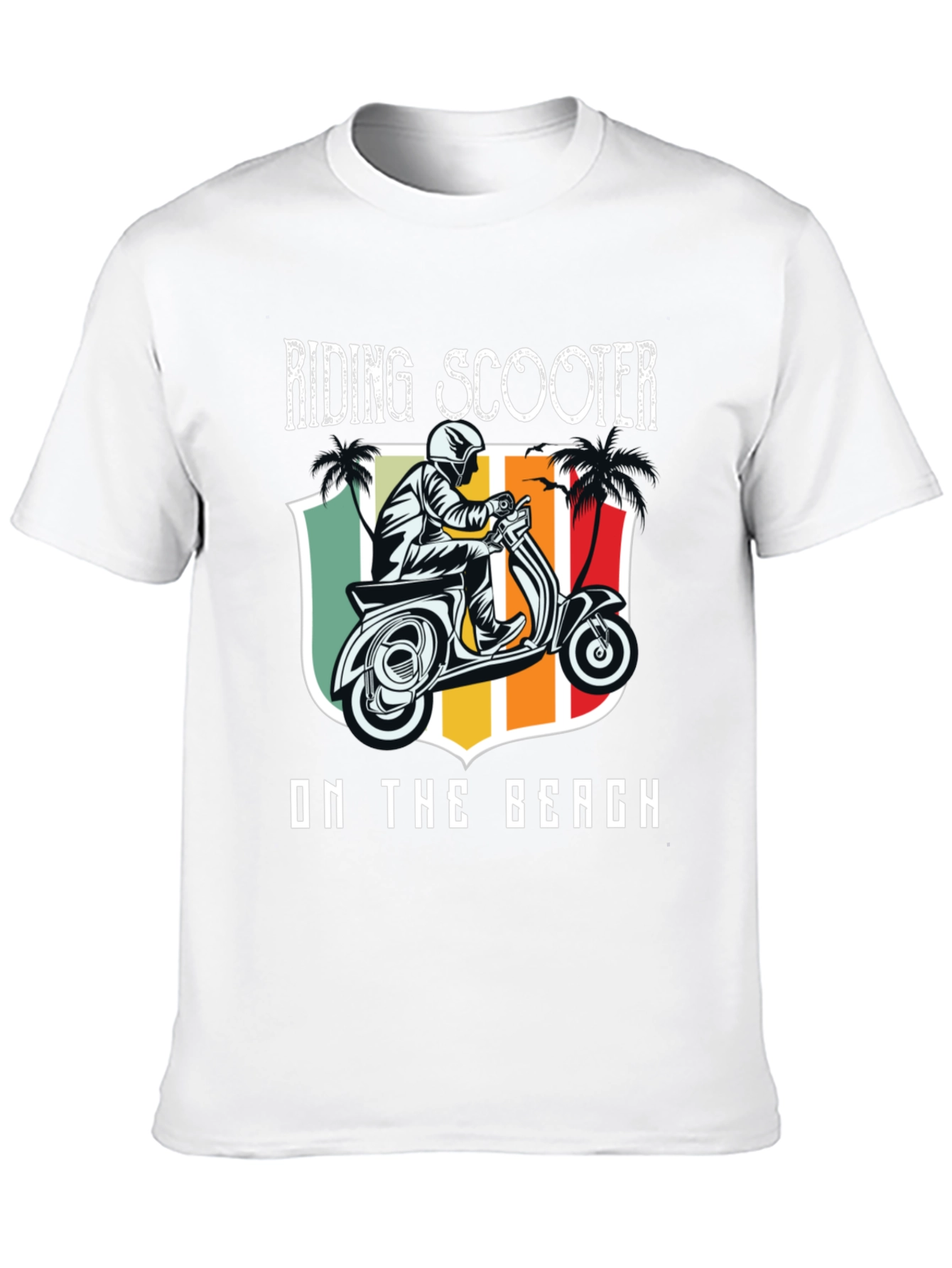 Riding Scooter on the Beach T-Shirt