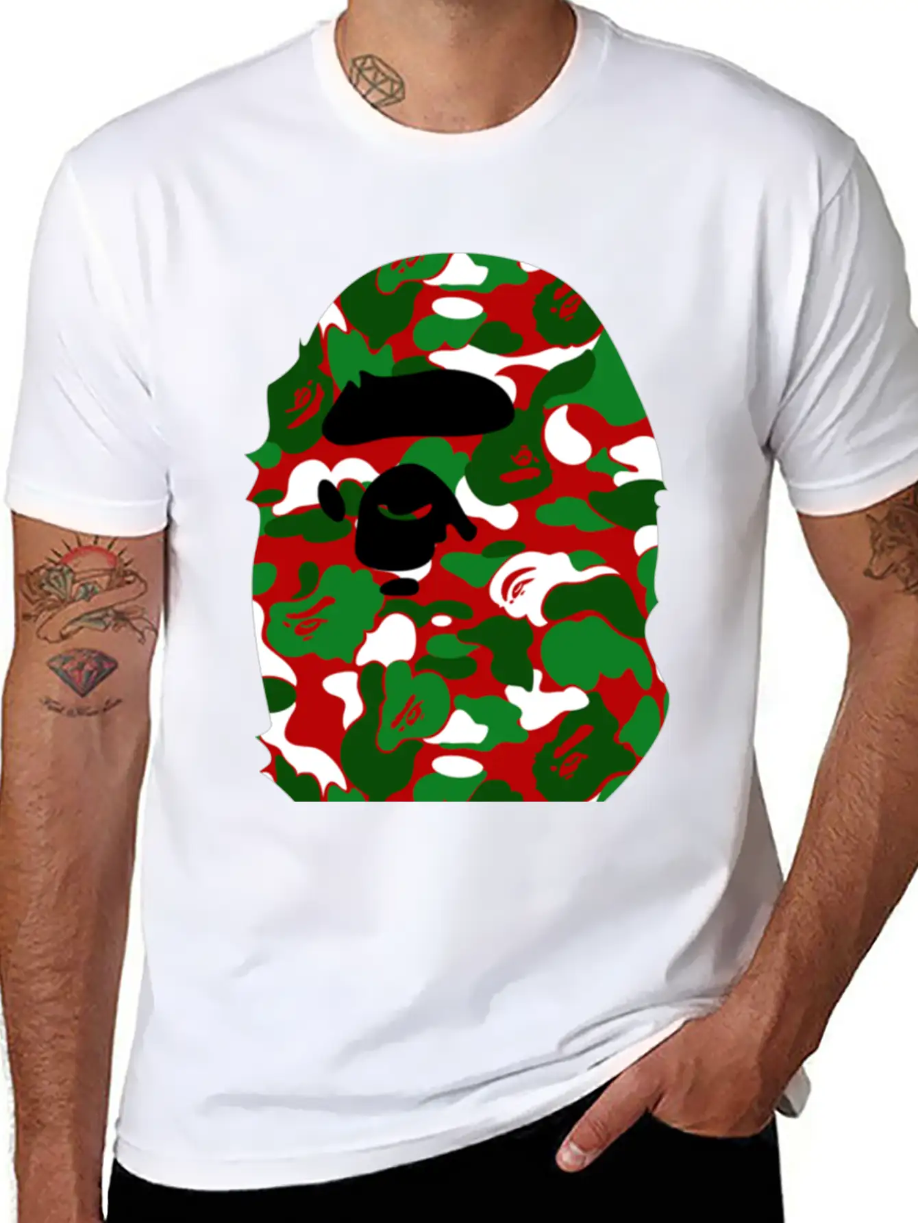 A Bathing Ape Camo Big Ape Head 2016 Basic Graphic T-Shirt – Daily Comfort In Soft Cotton