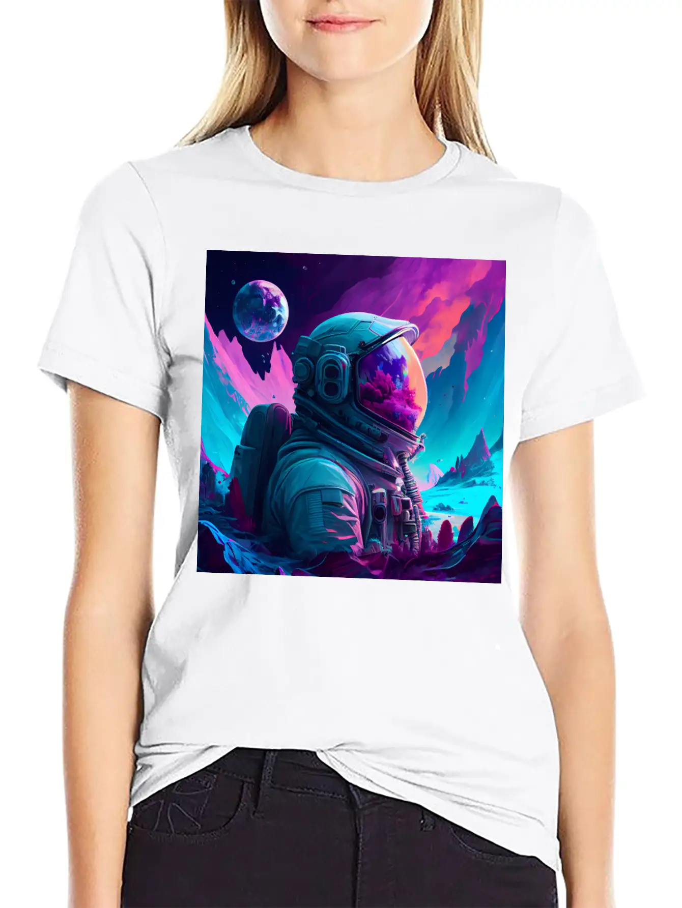 A Futuristic Astronaut In Full Spacesuit Gear Relaxed Everyday Tee – Lightweight And Durable Cotton