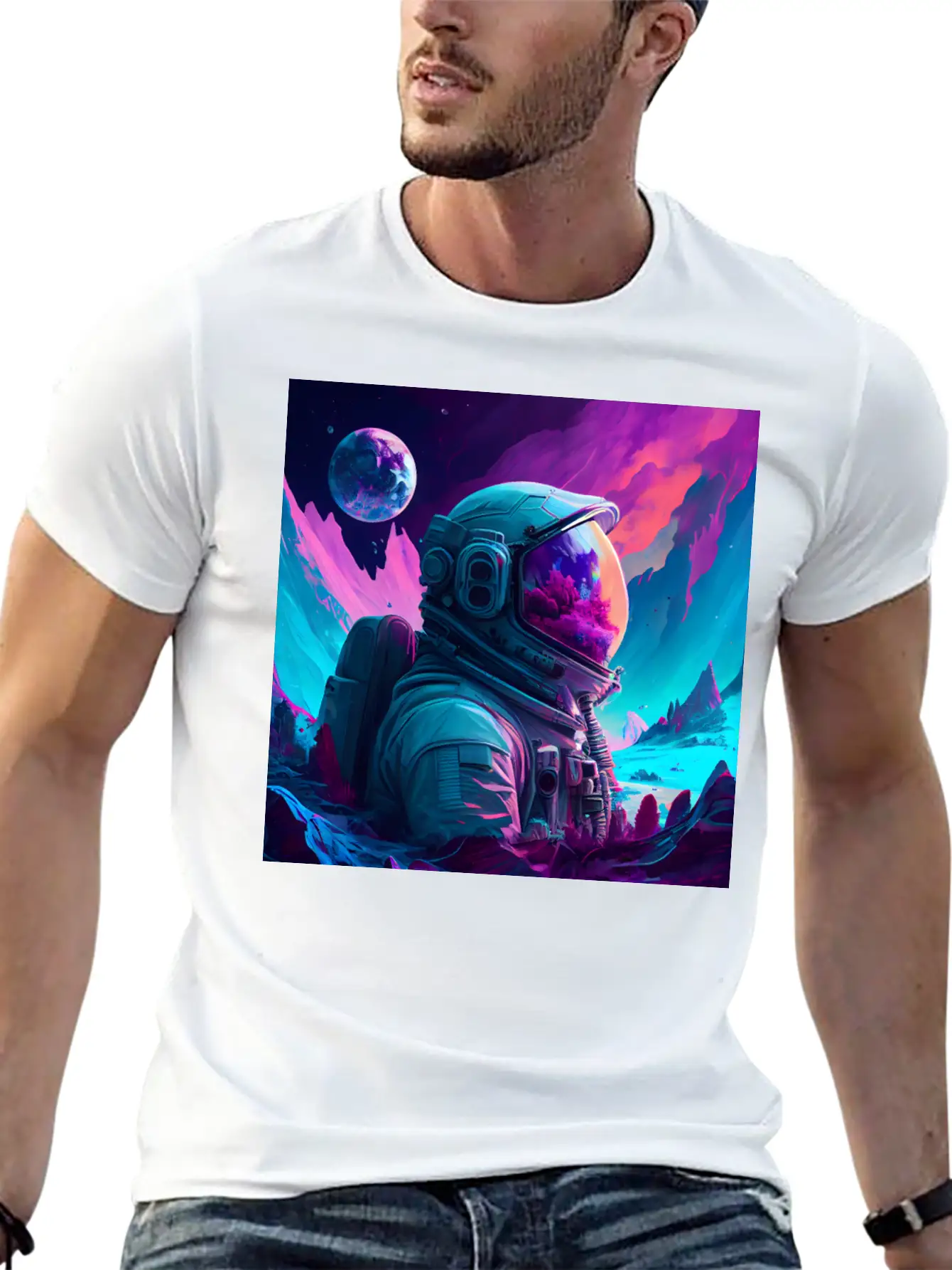 A Futuristic Astronaut In Full Spacesuit Gear Relaxed Everyday Tee – Lightweight And Durable Cotton