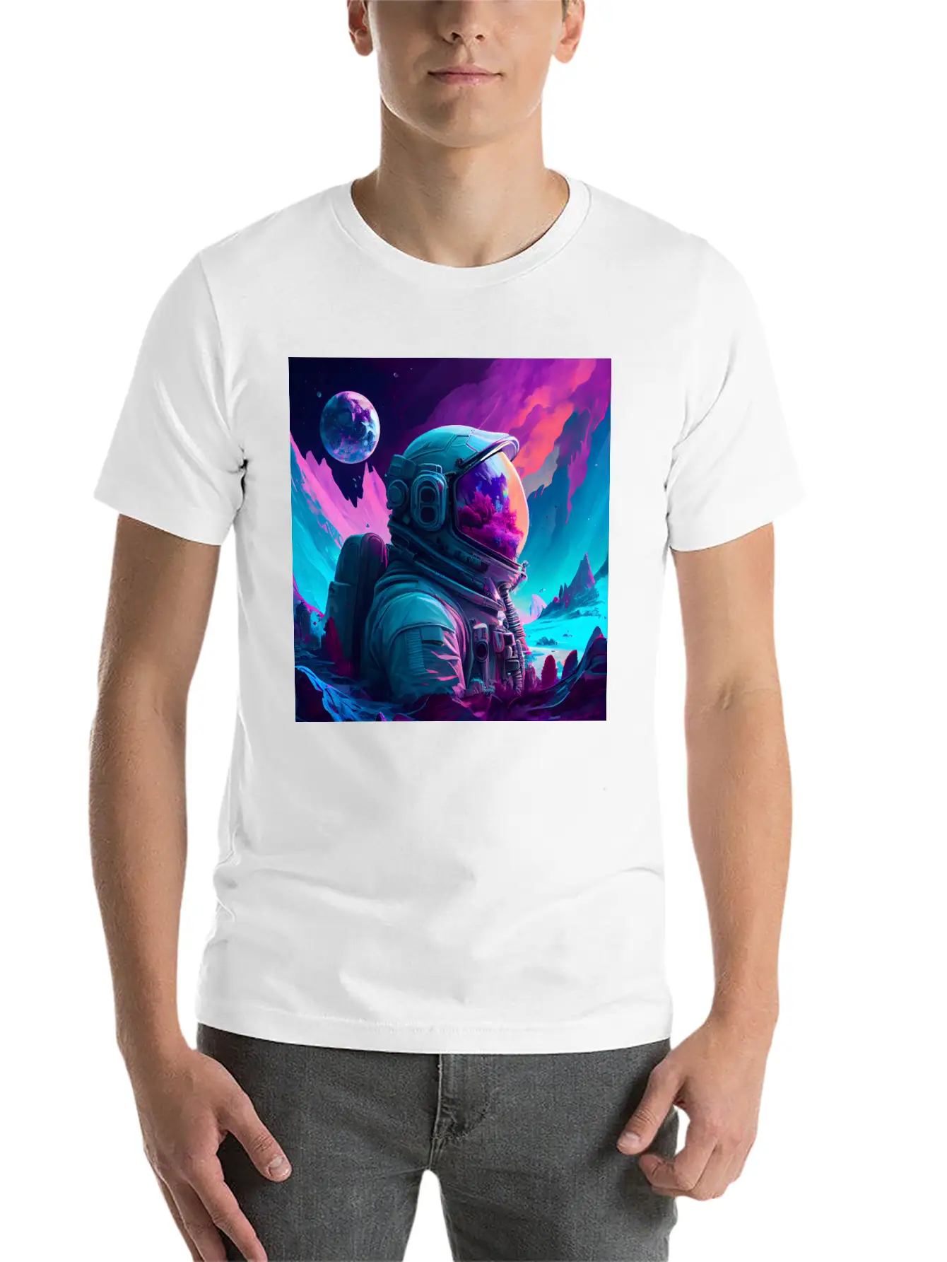 A Futuristic Astronaut In Full Spacesuit Gear Relaxed Everyday Tee – Lightweight And Durable Cotton