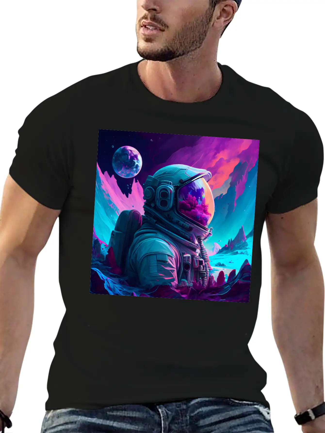 A Futuristic Astronaut In Full Spacesuit Gear Relaxed Everyday Tee – Lightweight And Durable Cotton