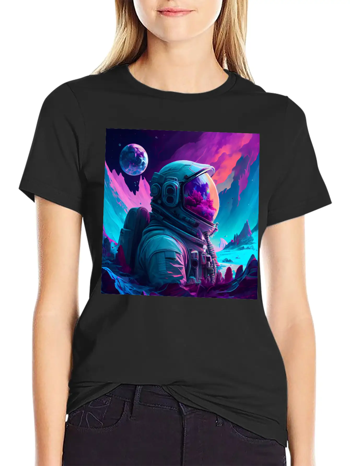 A Futuristic Astronaut In Full Spacesuit Gear Relaxed Everyday Tee – Lightweight And Durable Cotton