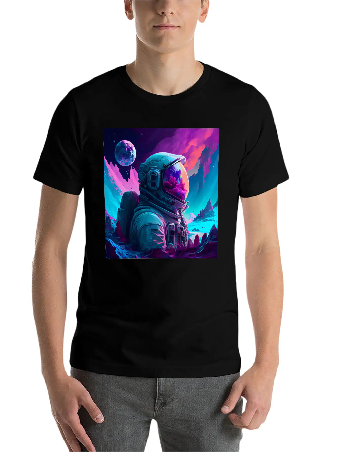 A Futuristic Astronaut In Full Spacesuit Gear Relaxed Everyday Tee – Lightweight And Durable Cotton