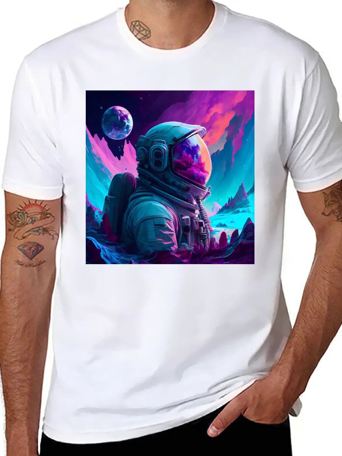A Futuristic Astronaut In Full Spacesuit Gear Relaxed Everyday Tee – Lightweight And Durable Cotton