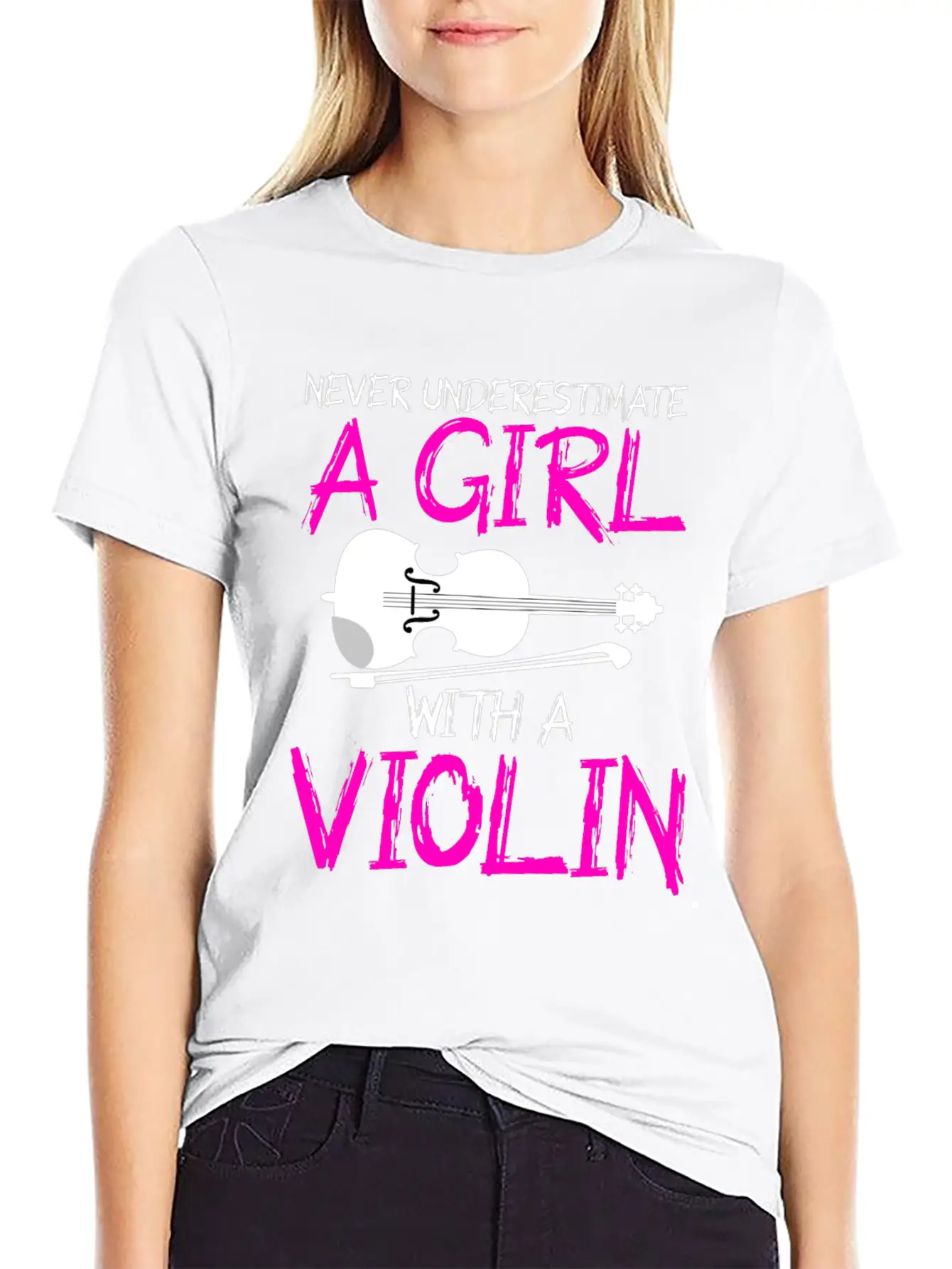 A Girl With A Violin Lightweight Cotton T-Shirt – Daily Comfort Graphic Shirt