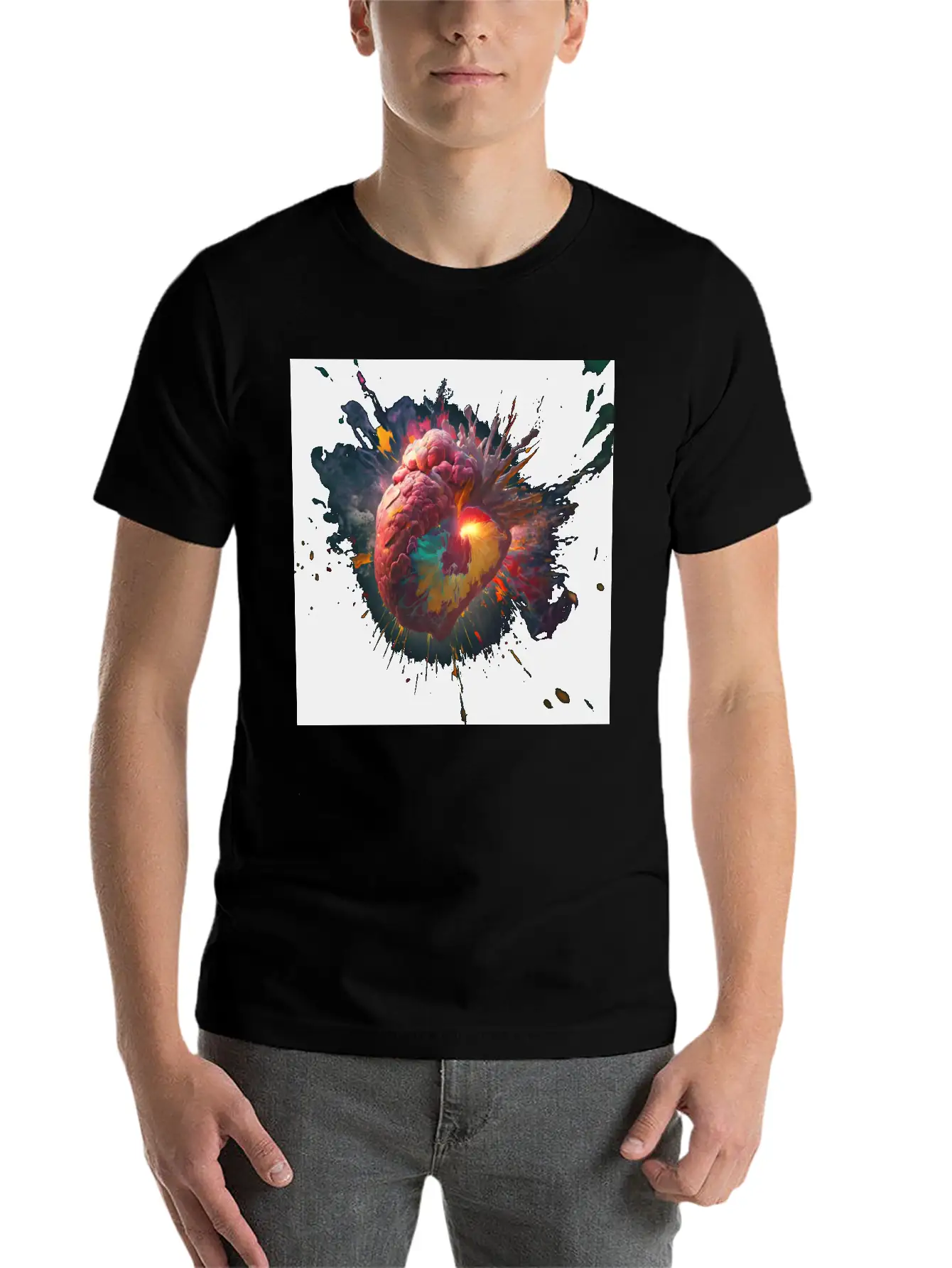 A Heart Exploding With Radiation Reimagined Basic Graphic T-Shirt – Daily Comfort In Soft Cotton