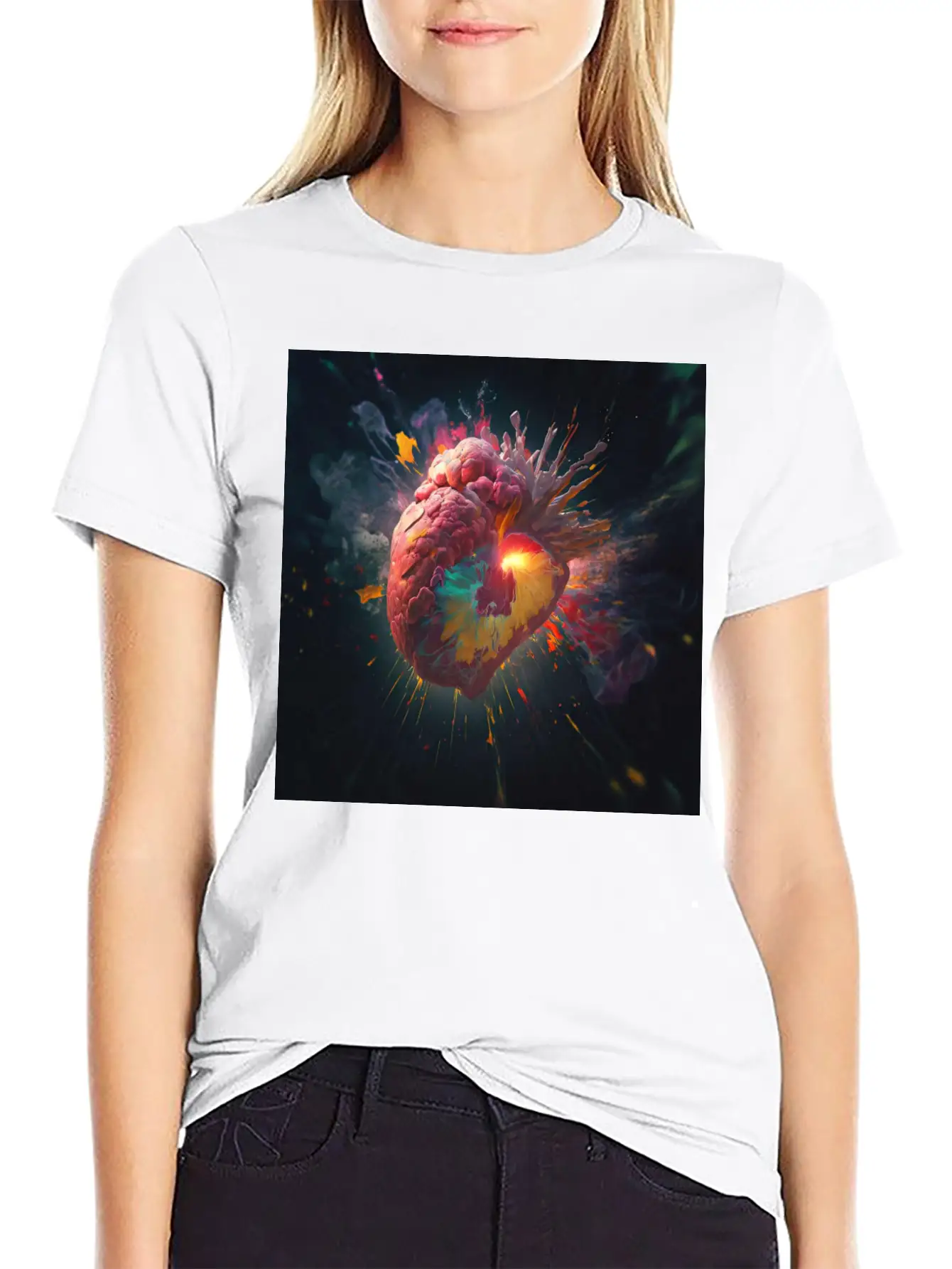 A Heart Exploding With Radiation Reimagined Basic Graphic T-Shirt – Daily Comfort In Soft Cotton