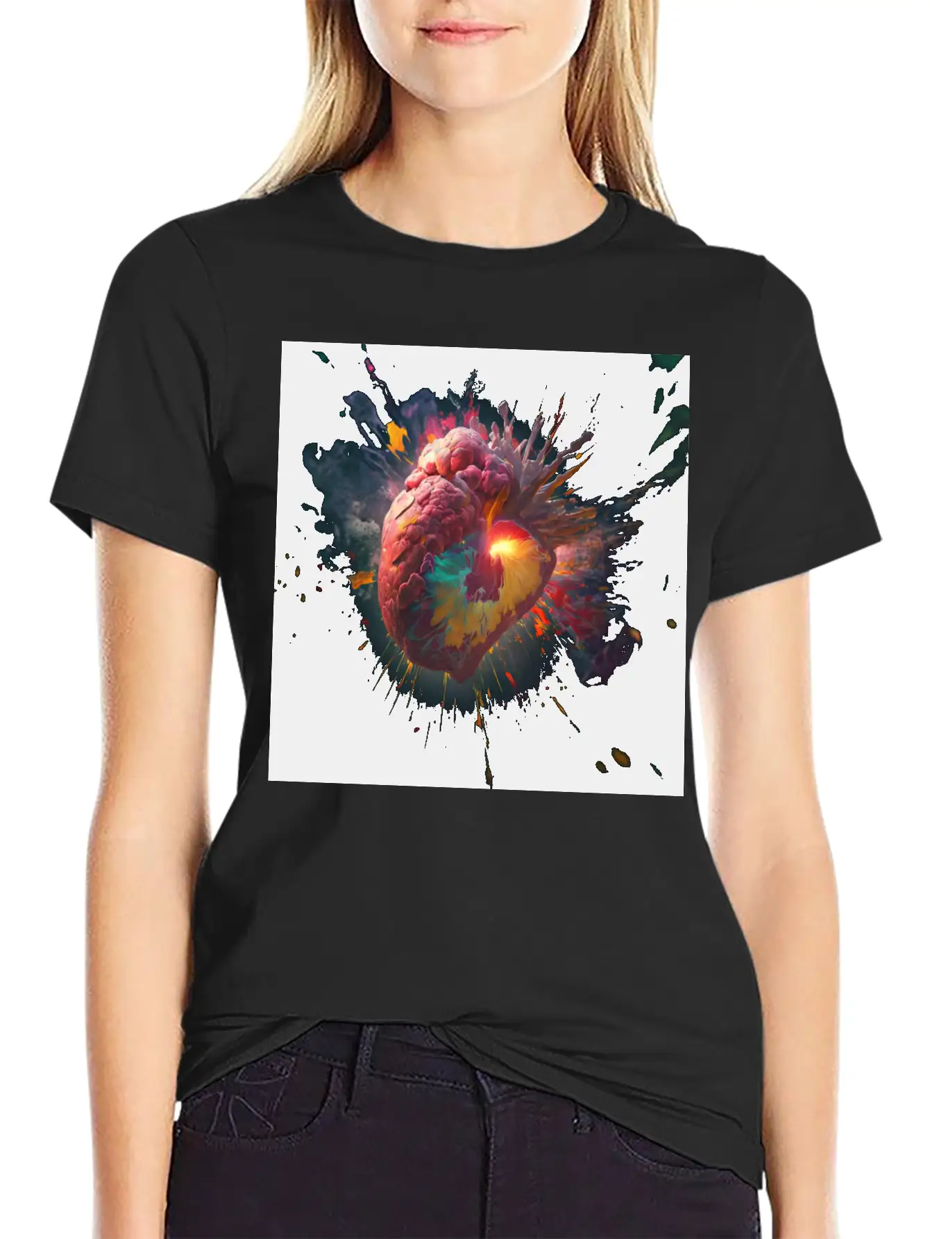 A Heart Exploding With Radiation Reimagined Basic Graphic T-Shirt – Daily Comfort In Soft Cotton