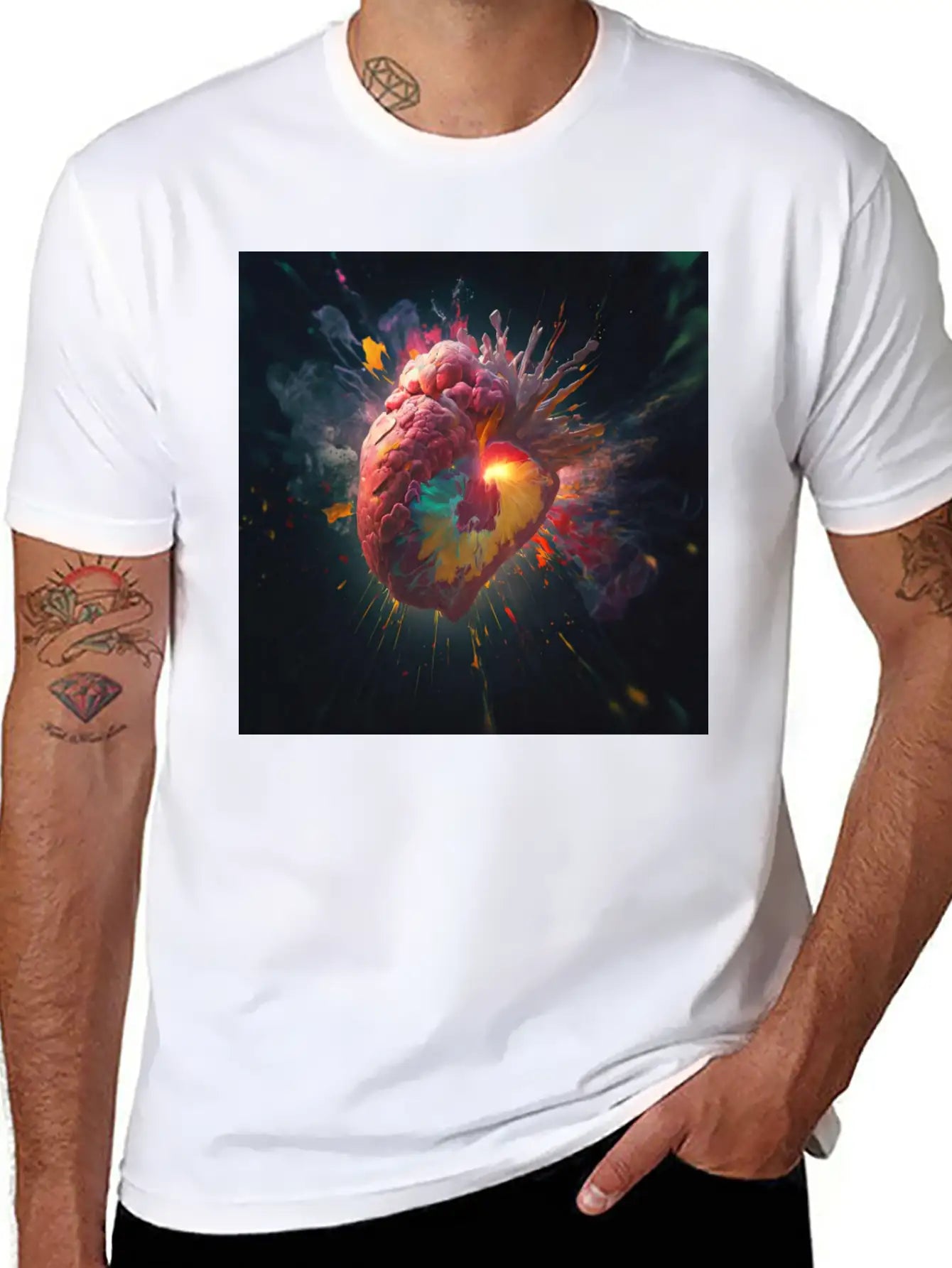 A Heart Exploding With Radiation Reimagined Basic Graphic T-Shirt – Daily Comfort In Soft Cotton