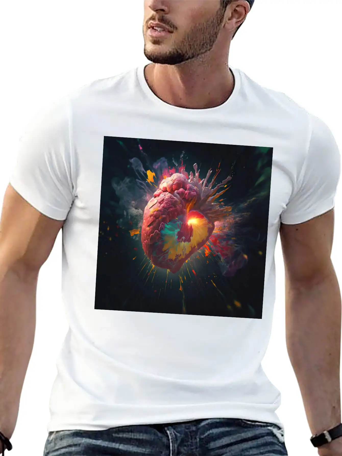 A Heart Exploding With Radiation Reimagined Basic Graphic T-Shirt – Daily Comfort In Soft Cotton