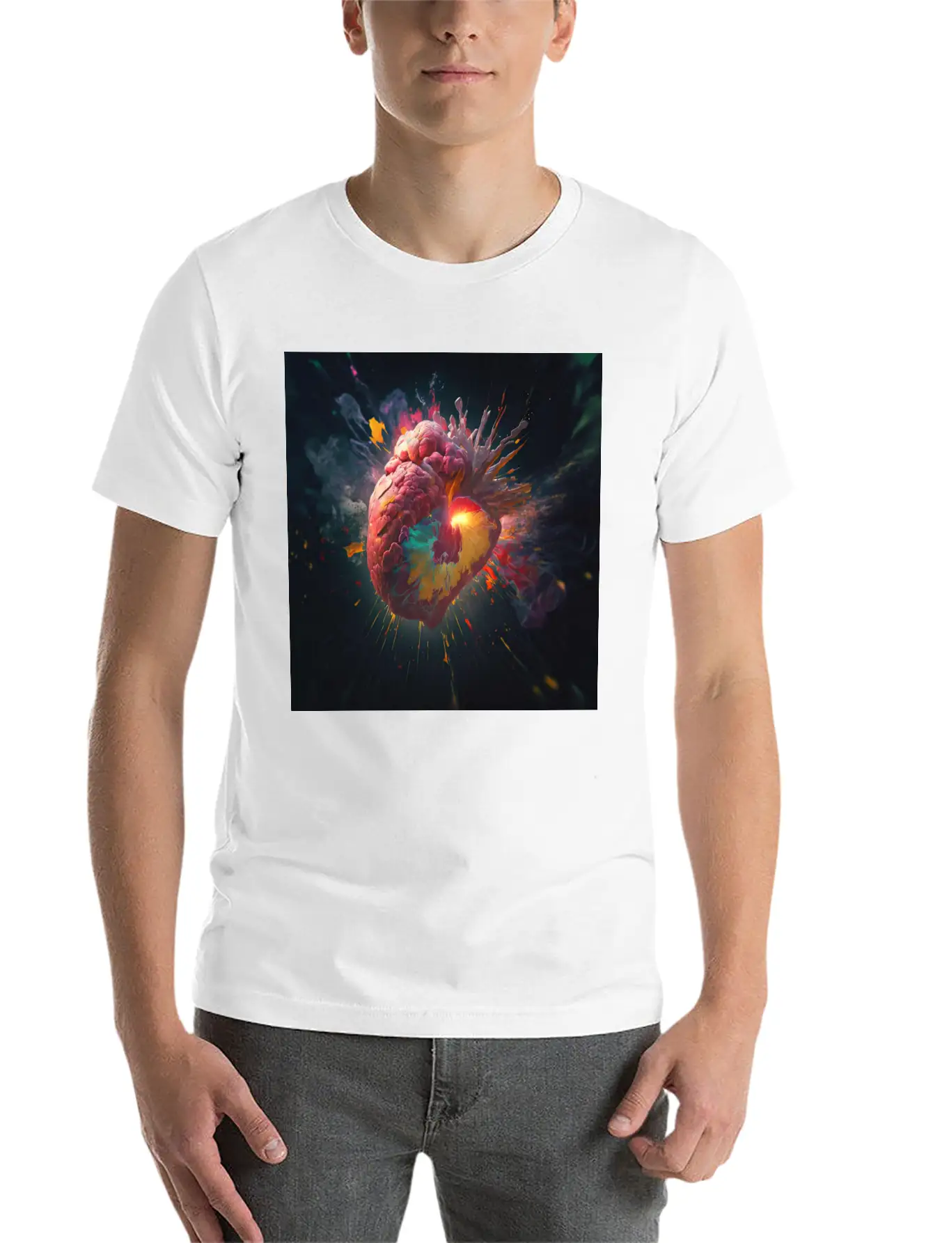 A Heart Exploding With Radiation Reimagined Basic Graphic T-Shirt – Daily Comfort In Soft Cotton
