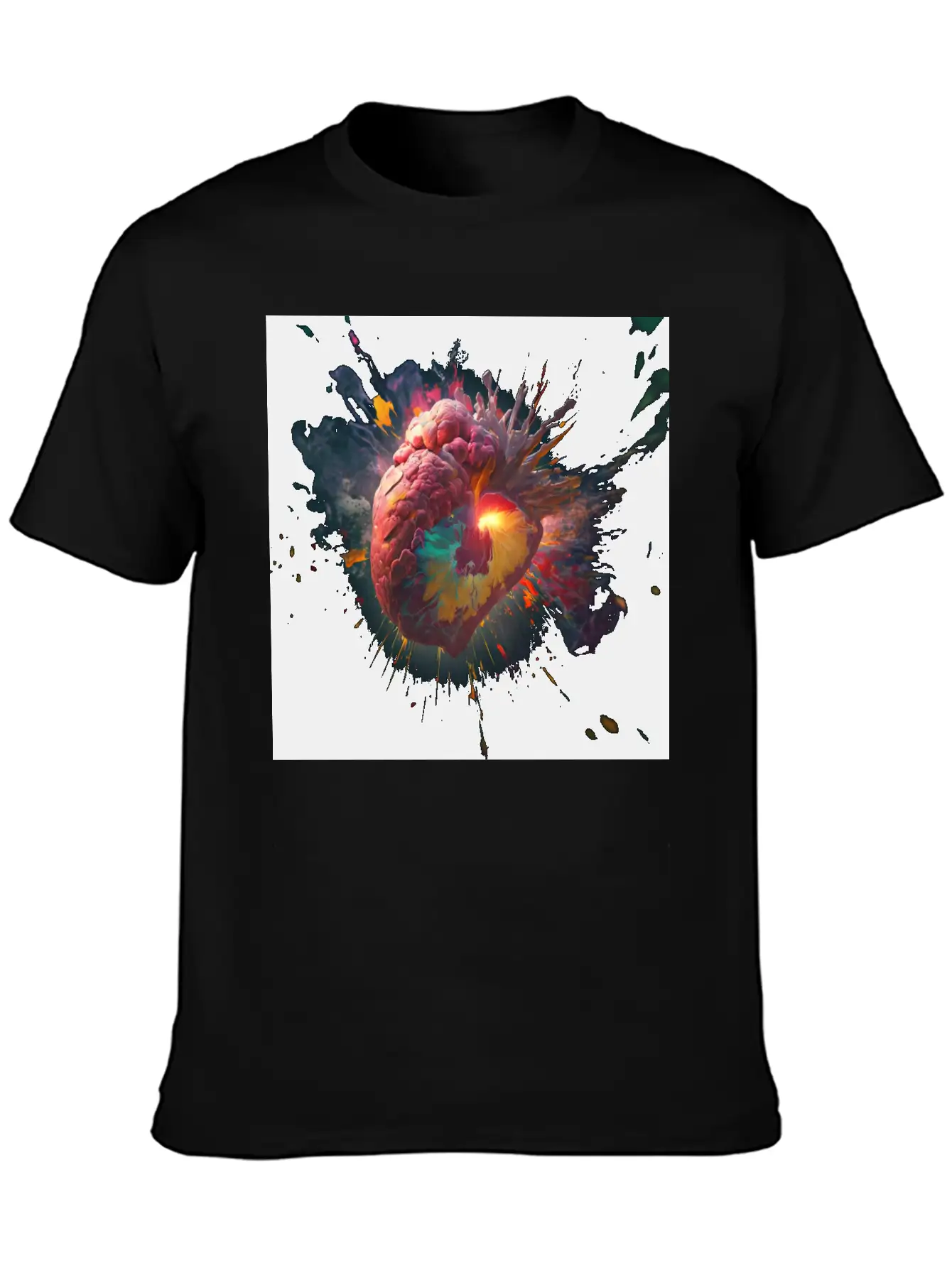 A Heart Exploding With Radiation Reimagined Basic Graphic T-Shirt – Daily Comfort In Soft Cotton