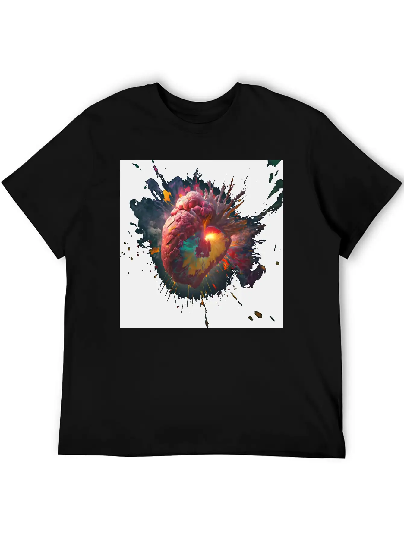 A Heart Exploding With Radiation Reimagined Basic Graphic T-Shirt – Daily Comfort In Soft Cotton