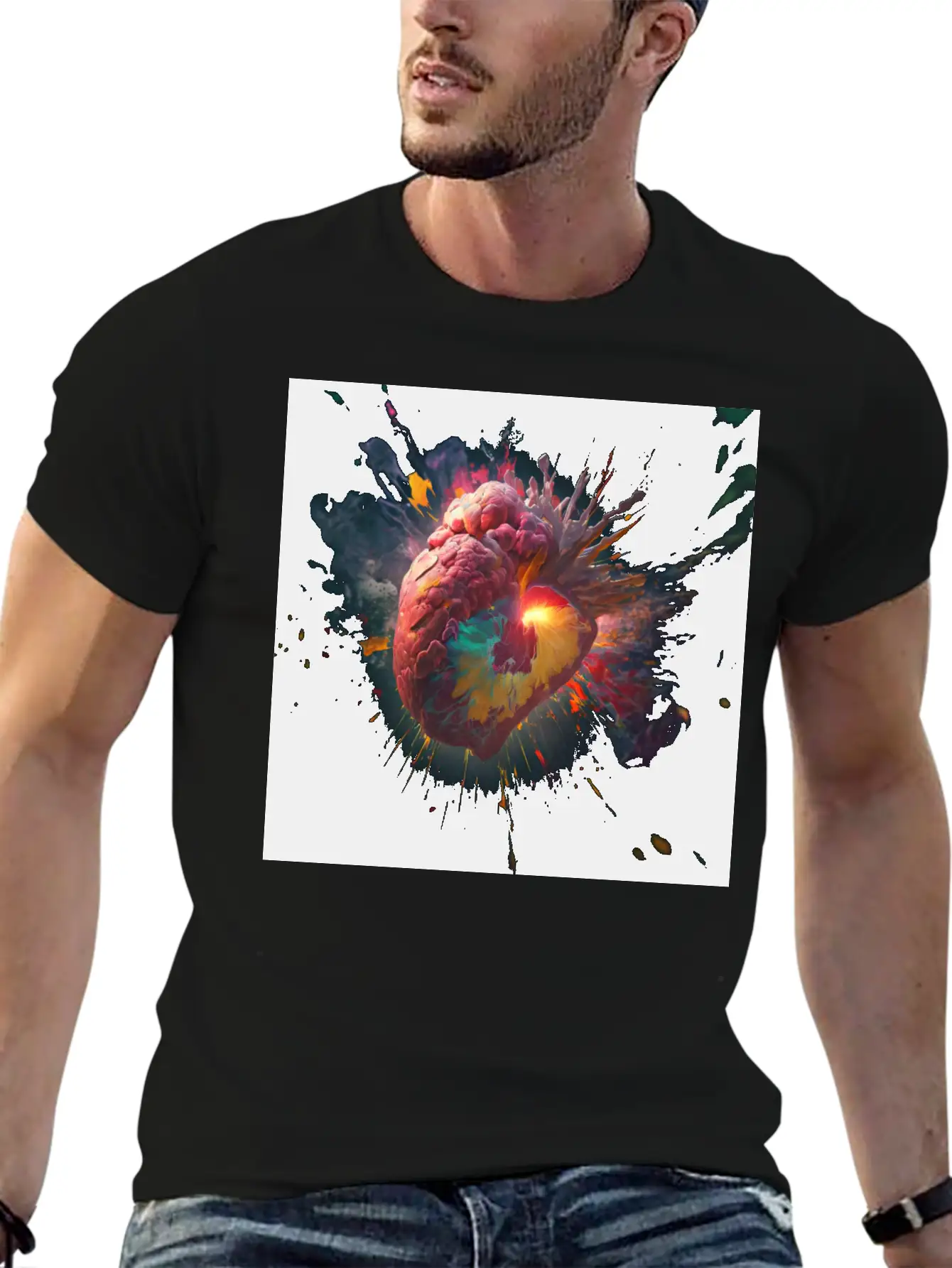 A Heart Exploding With Radiation Reimagined Basic Graphic T-Shirt – Daily Comfort In Soft Cotton
