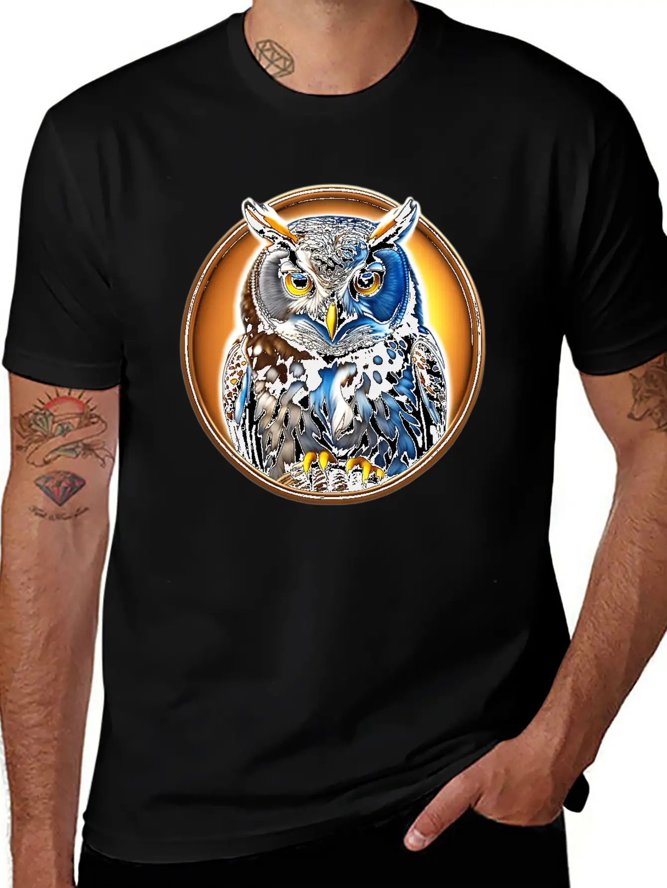 A Wise Old Owl Perched On A Branch Lightweight Cotton T-Shirt – Daily Comfort Graphic Shirt