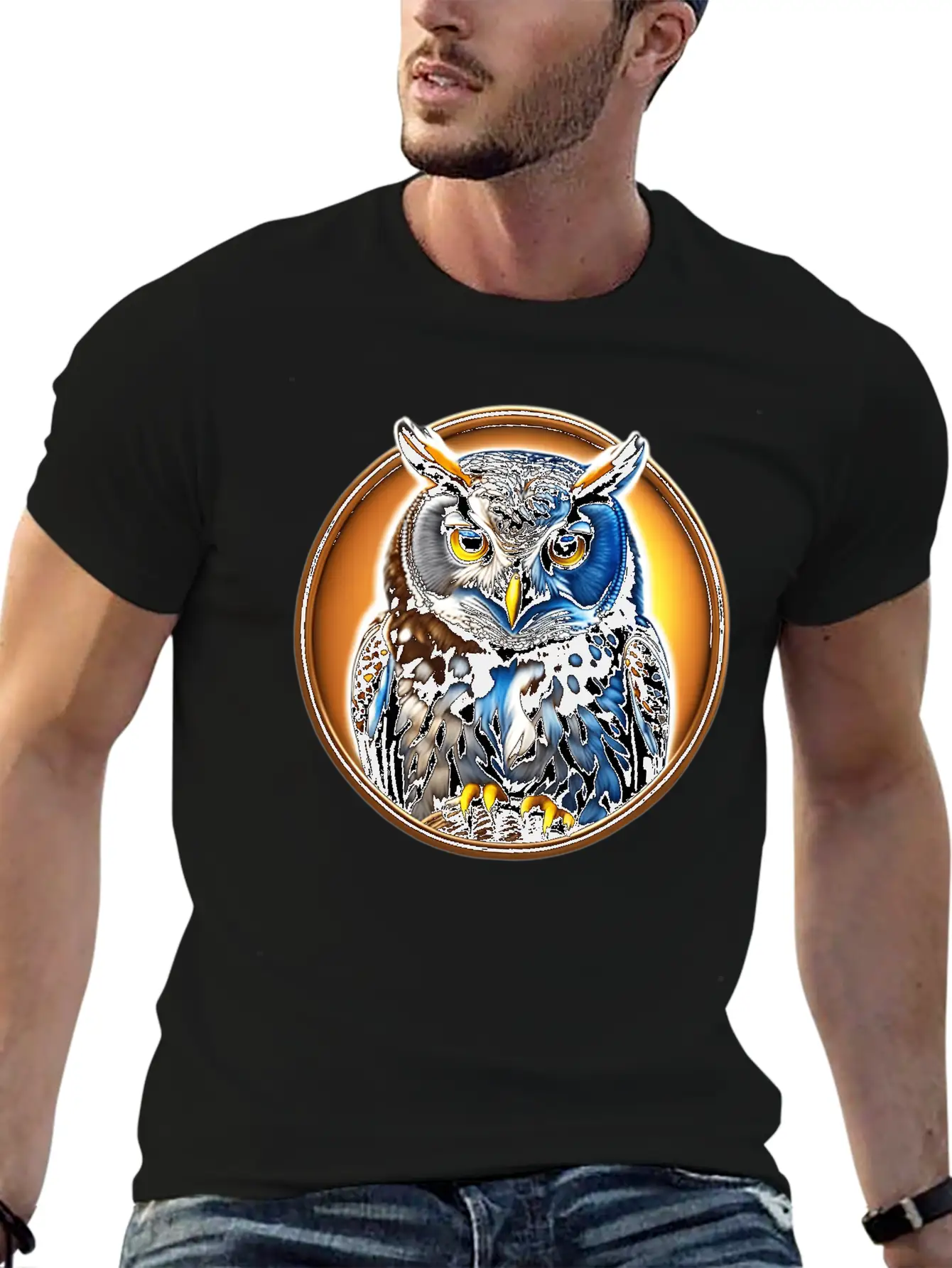 A Wise Old Owl Perched On A Branch Lightweight Cotton T-Shirt – Daily Comfort Graphic Shirt