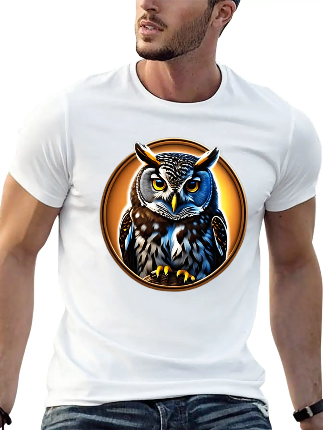 A Wise Old Owl Perched On A Branch Lightweight Cotton T-Shirt – Daily Comfort Graphic Shirt