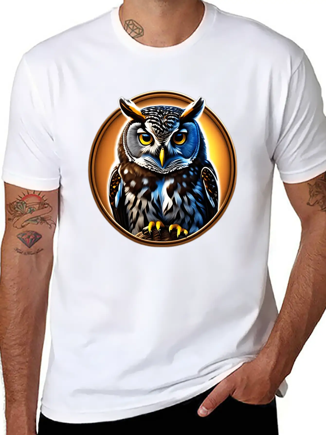A Wise Old Owl Perched On A Branch Lightweight Cotton T-Shirt – Daily Comfort Graphic Shirt