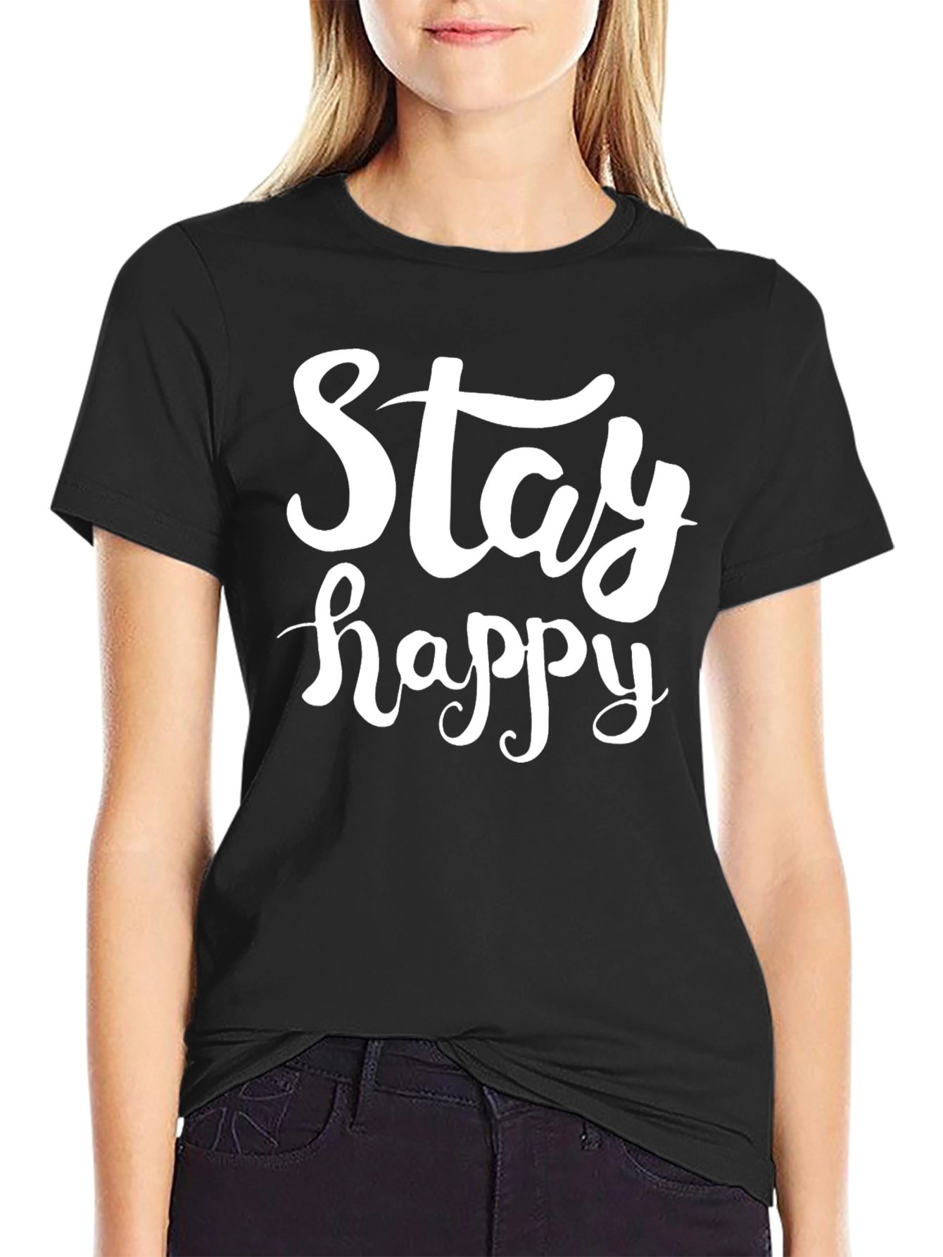 Stay Happy Black T-Shirt
