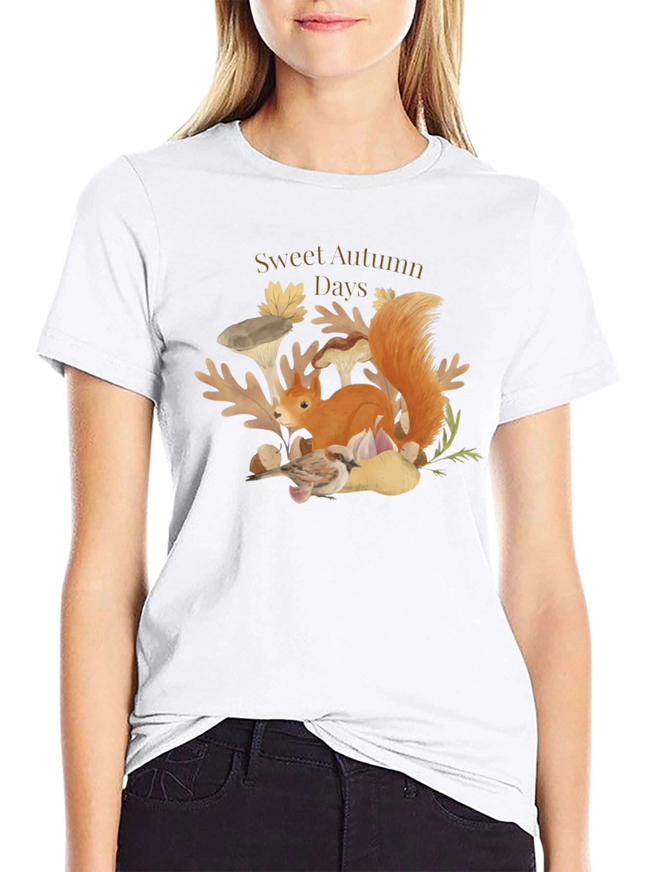 Sweet Autumn Days Black Graphic T-Shirt
