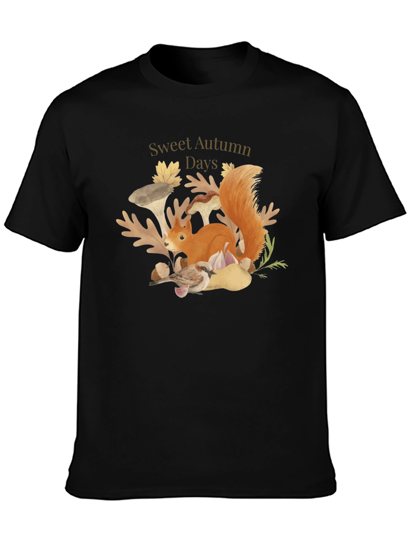 Sweet Autumn Days Black Graphic T-Shirt